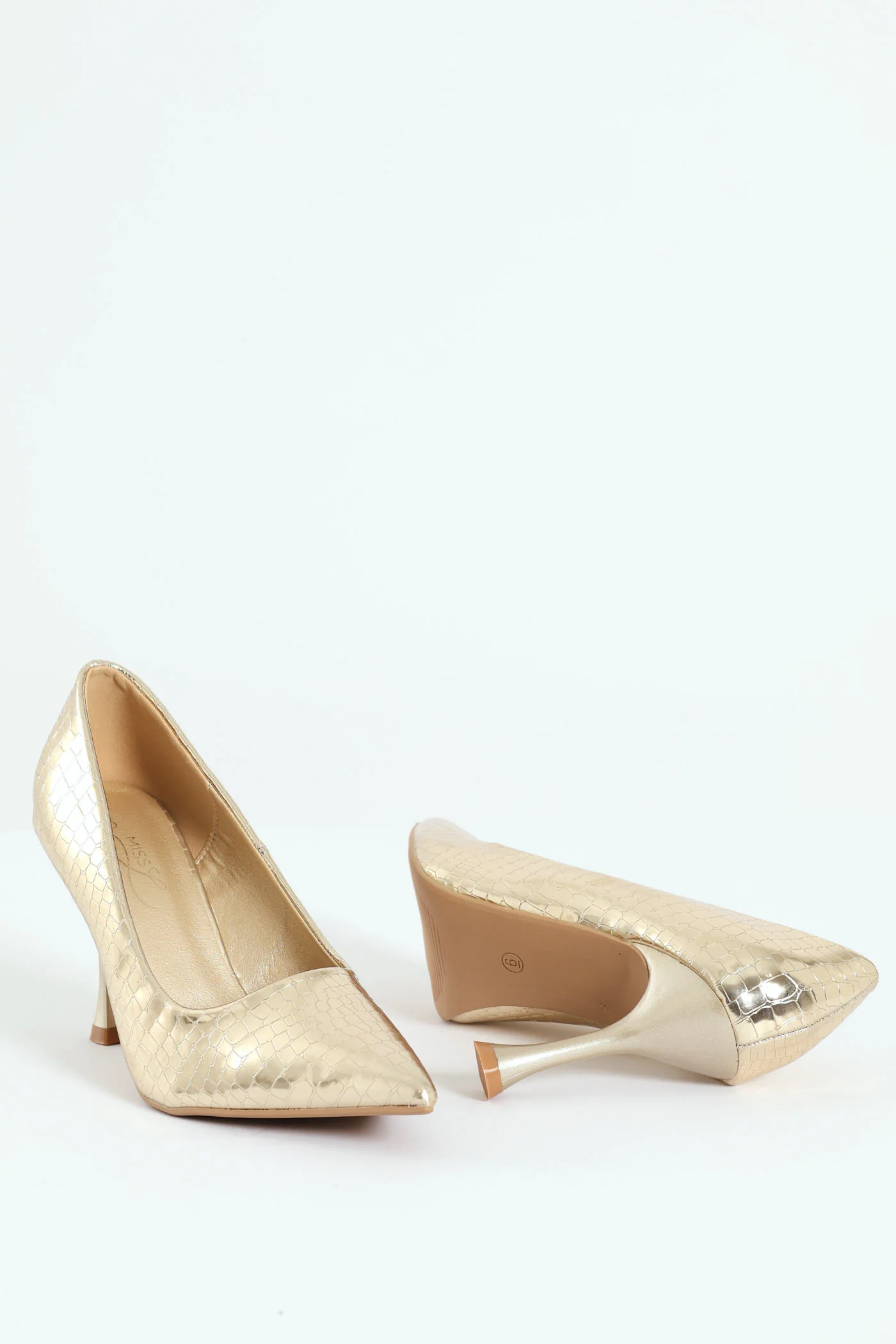 Hi Shaped Croc Patent Classic Full Court Heel - Gold - Image 3
