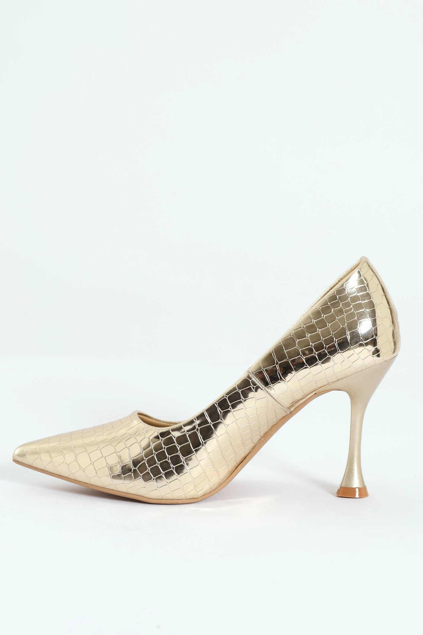Hi Shaped Croc Patent Classic Full Court Heel - Gold - Image 4