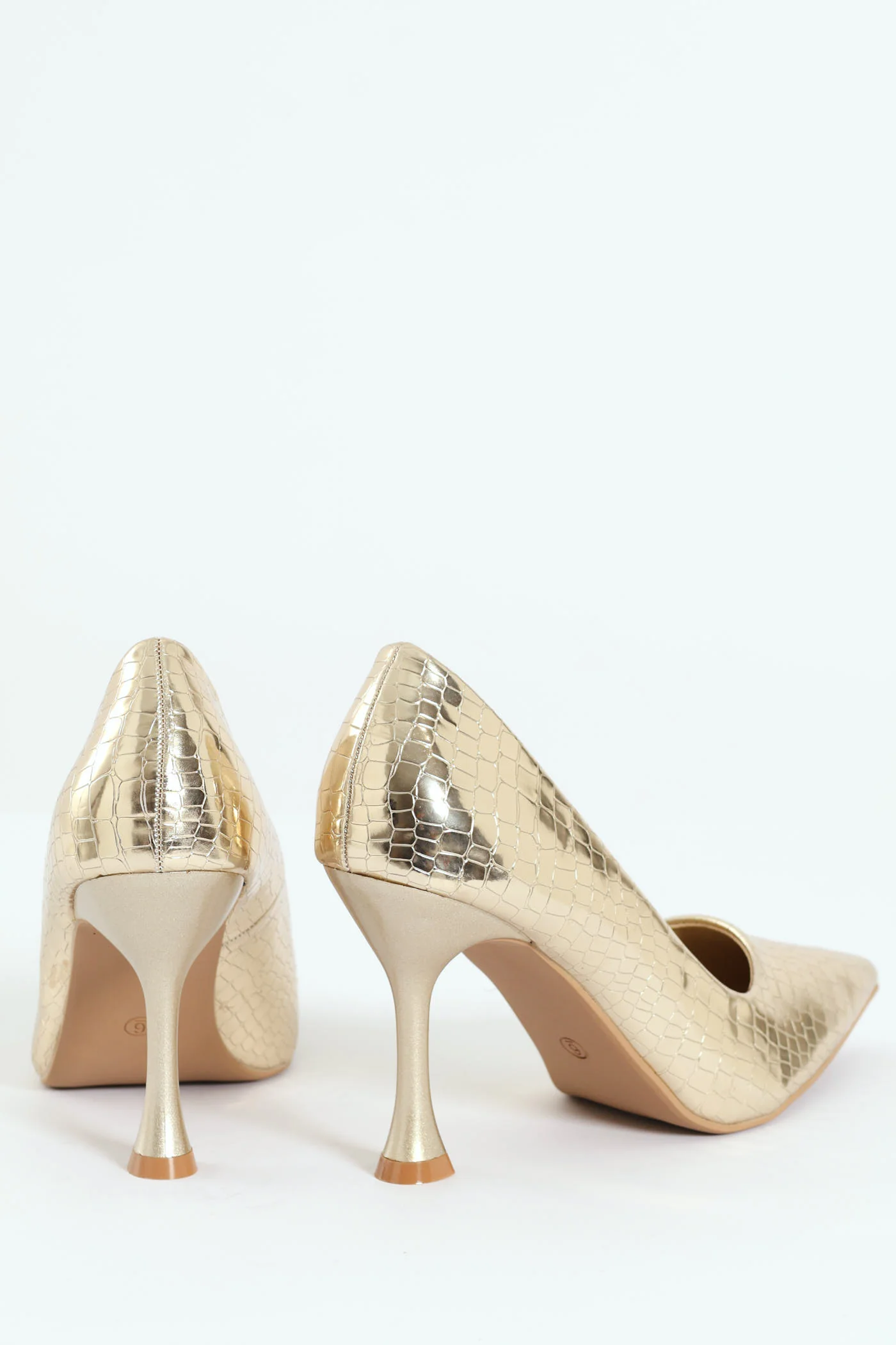 Hi Shaped Croc Patent Classic Full Court Heel - Gold - Image 5