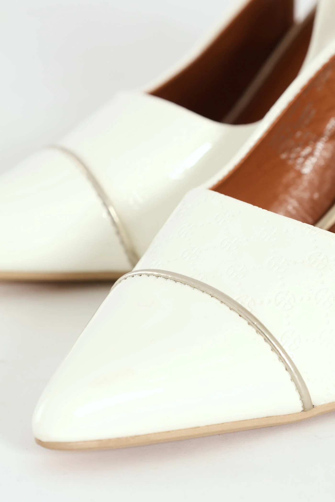 Hi Shaped Embossed Monogram Slingback Court Heel - White - Image 3
