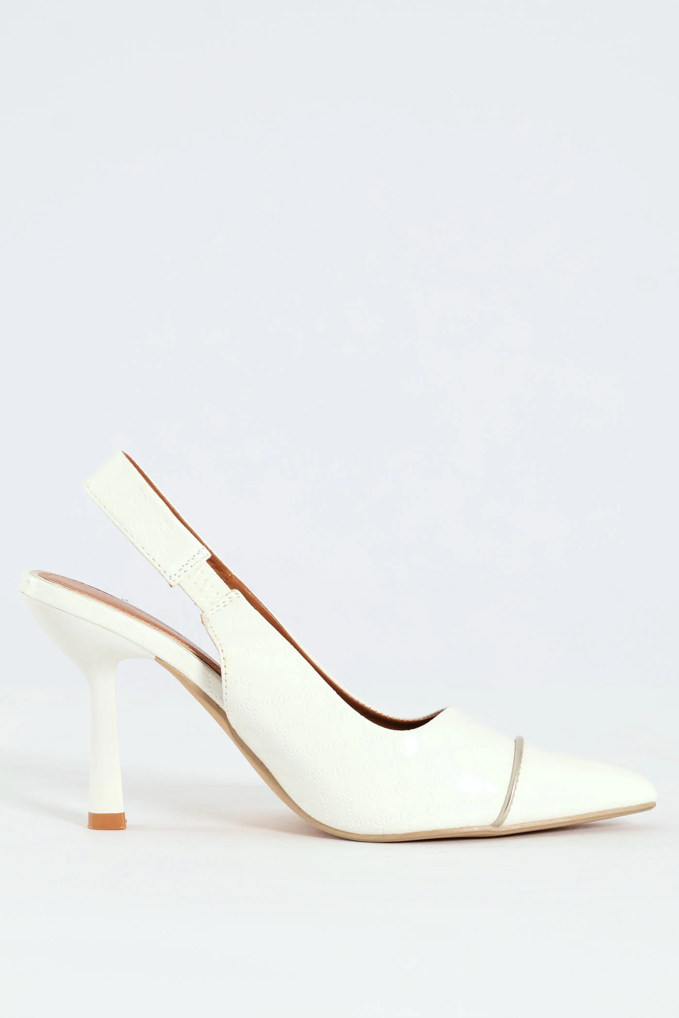 Hi Shaped Embossed Monogram Slingback Court Heel - White - Image 4