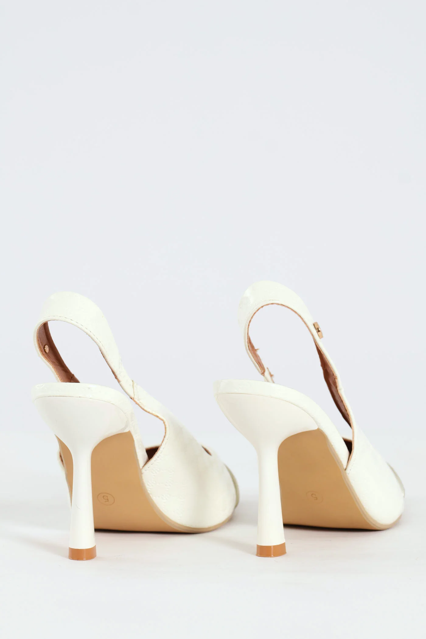 Hi Shaped Embossed Monogram Slingback Court Heel - White - Image 5