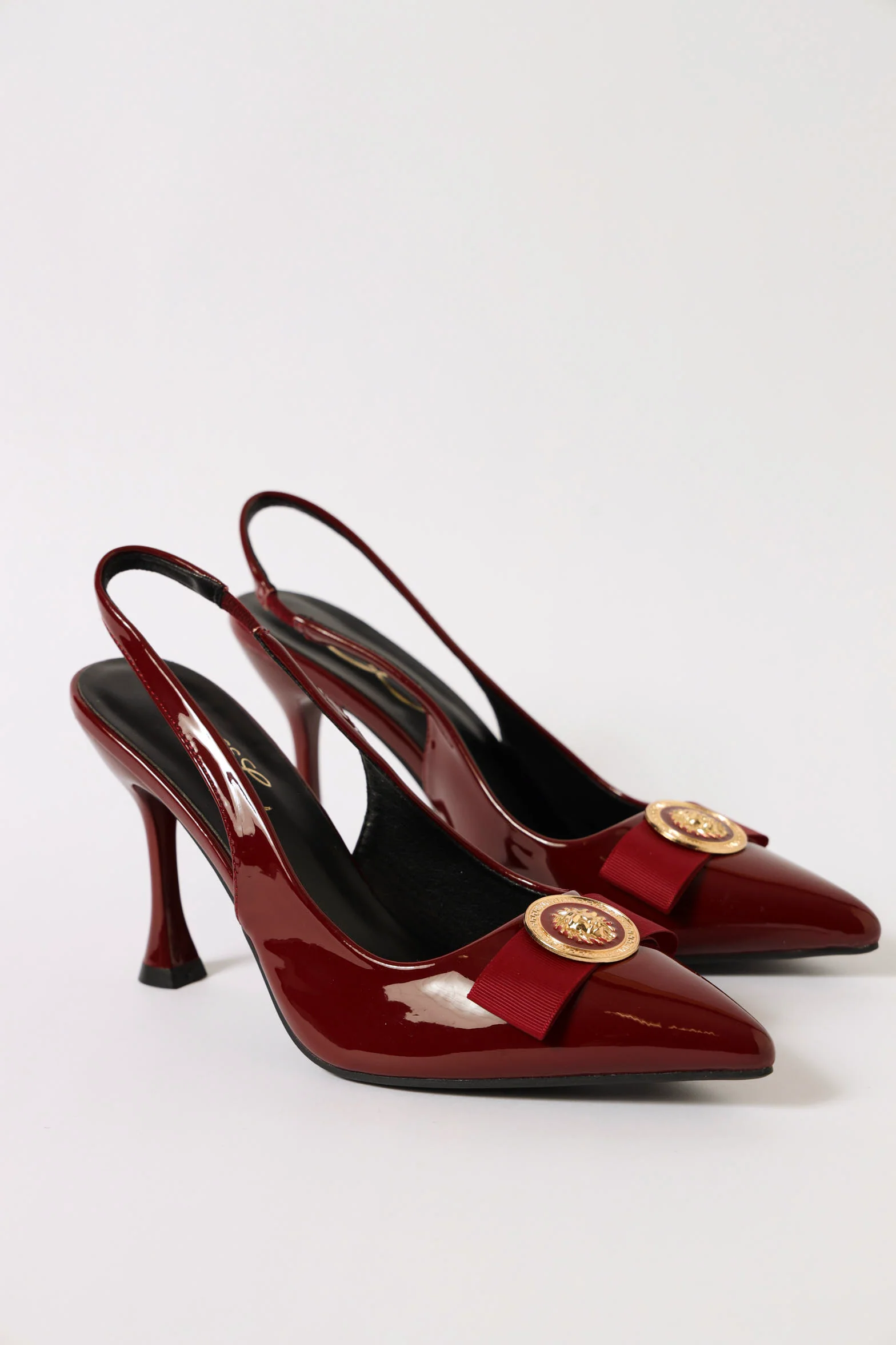 Hi Shaped Pointy Slingback Court Heel - Oxblood