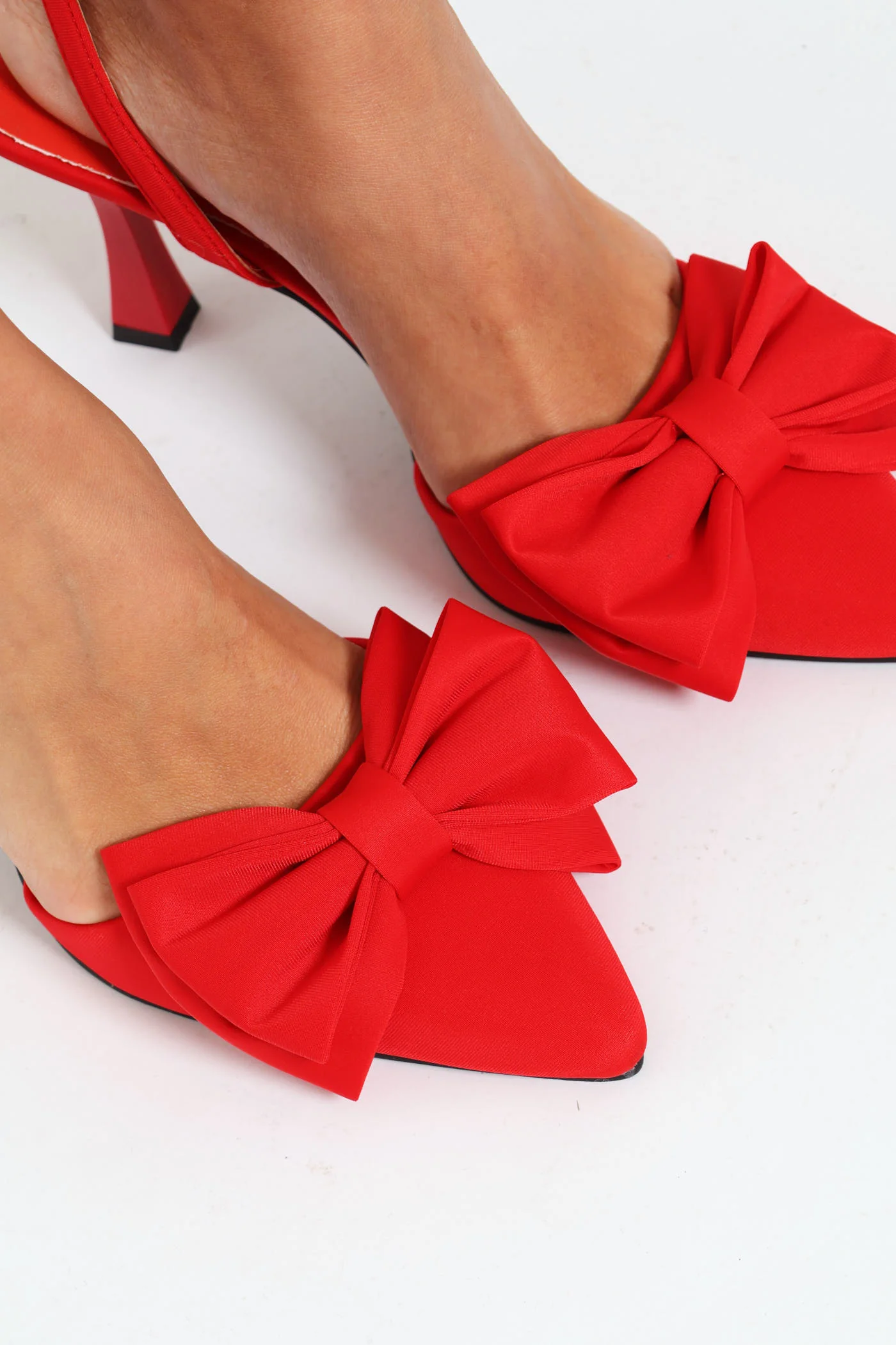 Hi Shaped Pointy Slingback Court Heel - Red - Image 5