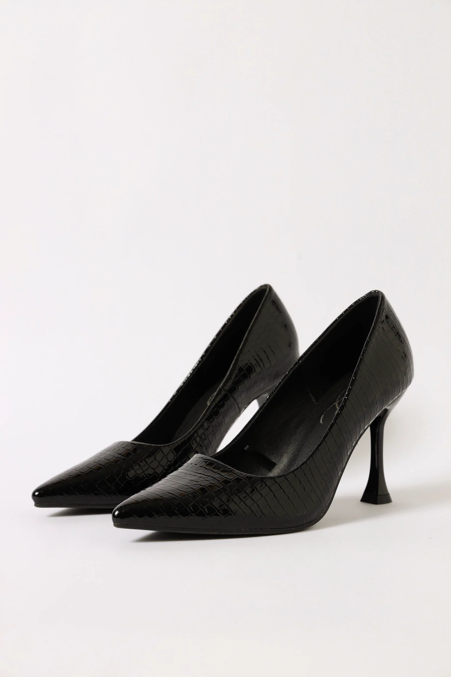 Hi Shaped Stiletto Classic Full Court Heel - Black