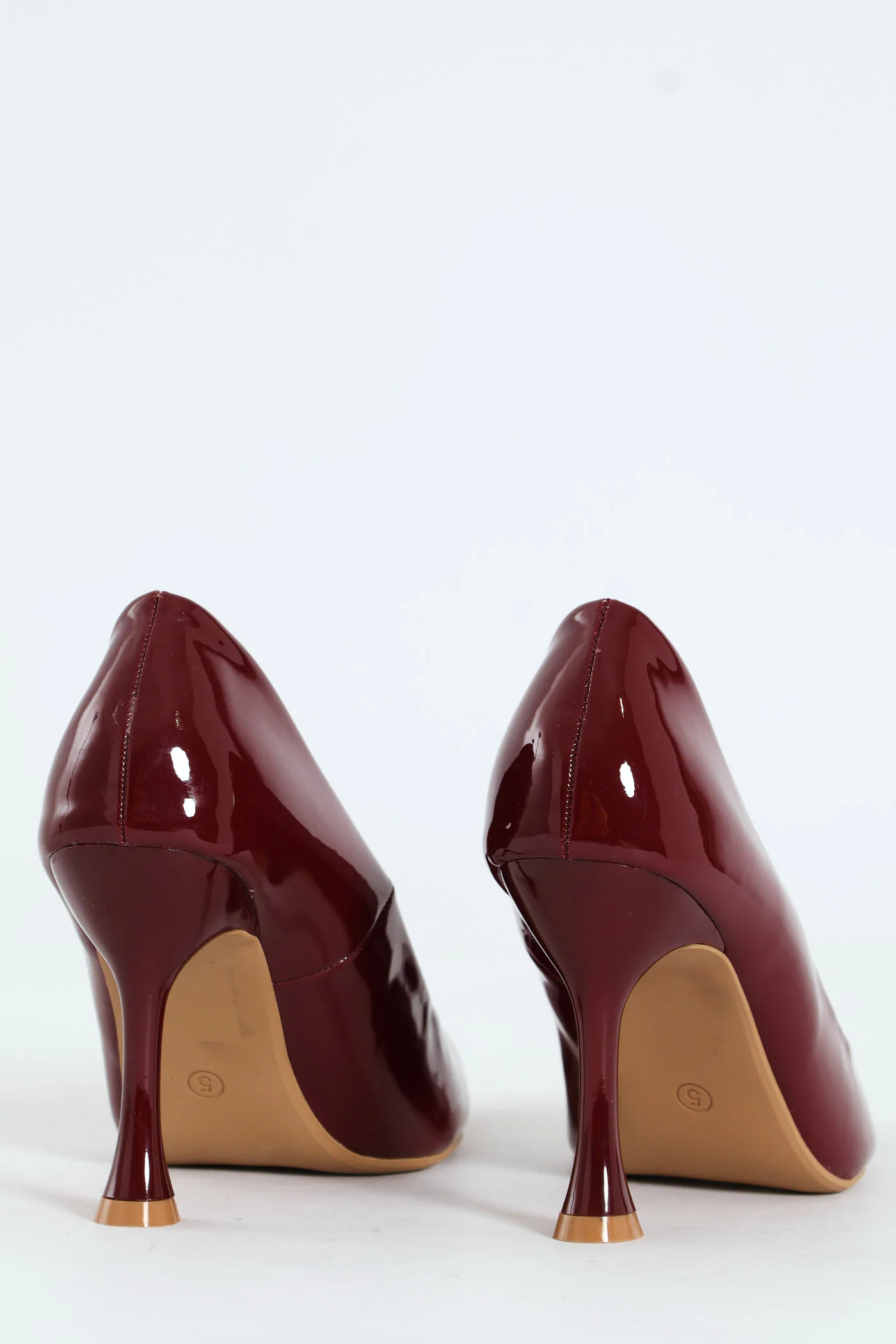 Hi Shaped Stiletto Classic Full Court Patent Heel - Burgundy - Image 5