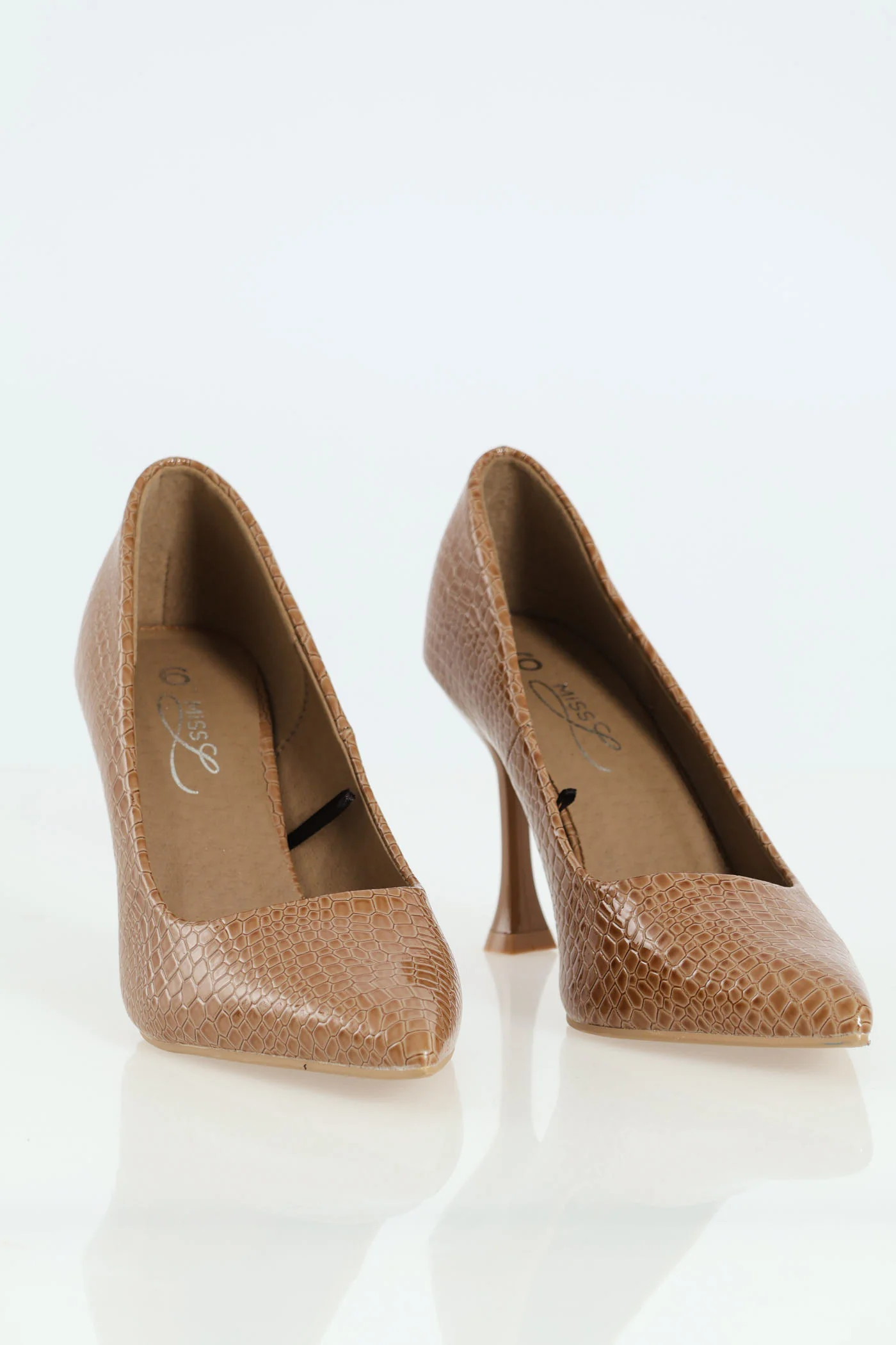 Hi-Shaped Stiletto Croc Patent Classic Full Court Heel - Taupe