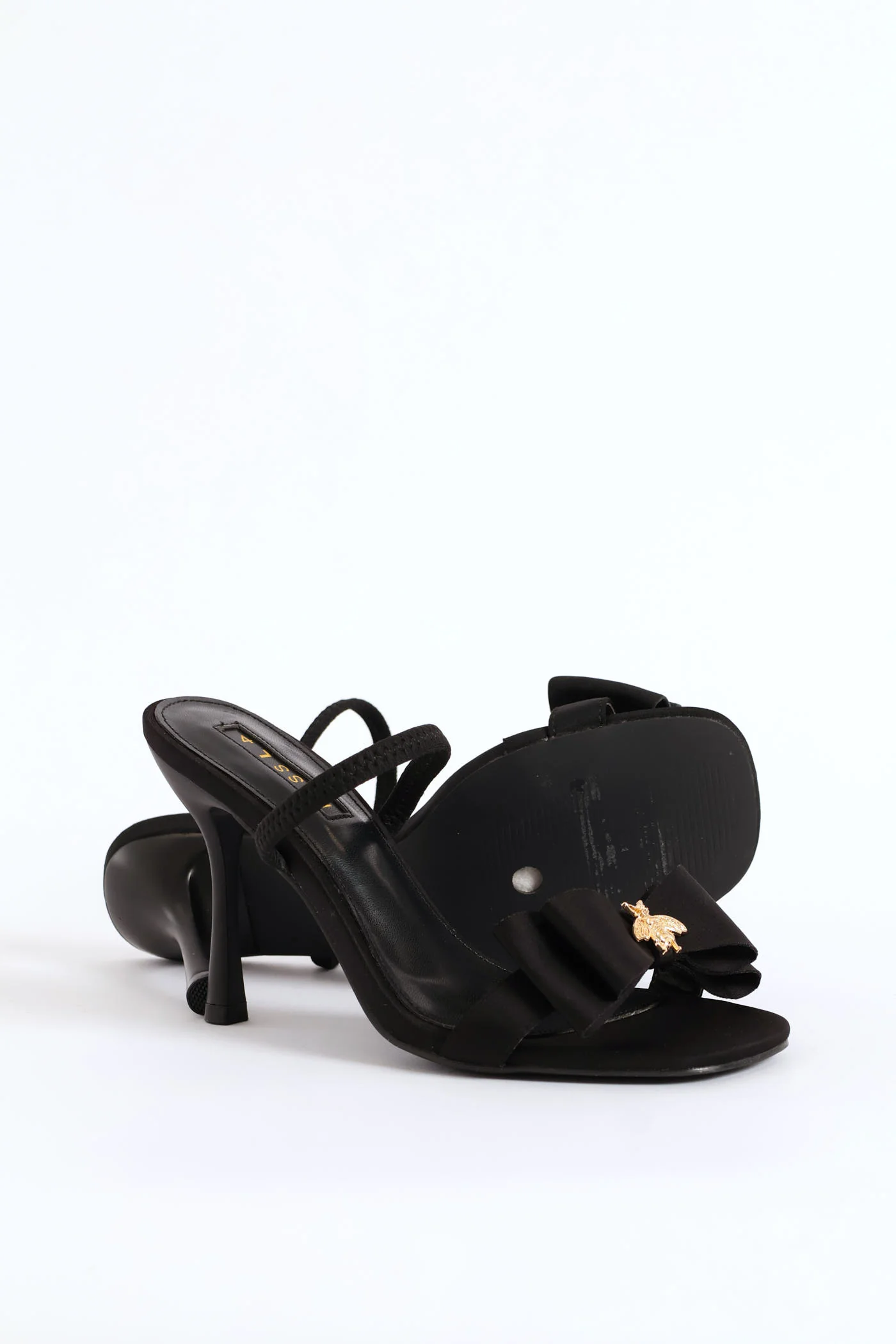 Hi Shaped Trimmed Bow Slingback Mule Heel - Black - Image 3