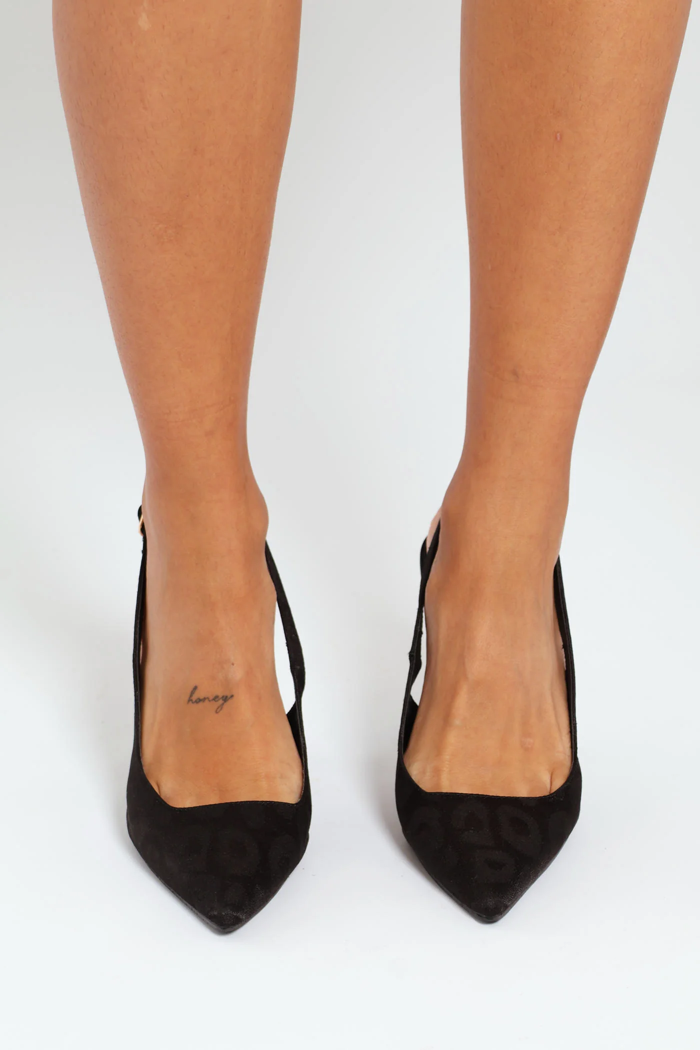 Hi Stiletto Leopard Print Pointed Slingback Heel - Black - Image 2