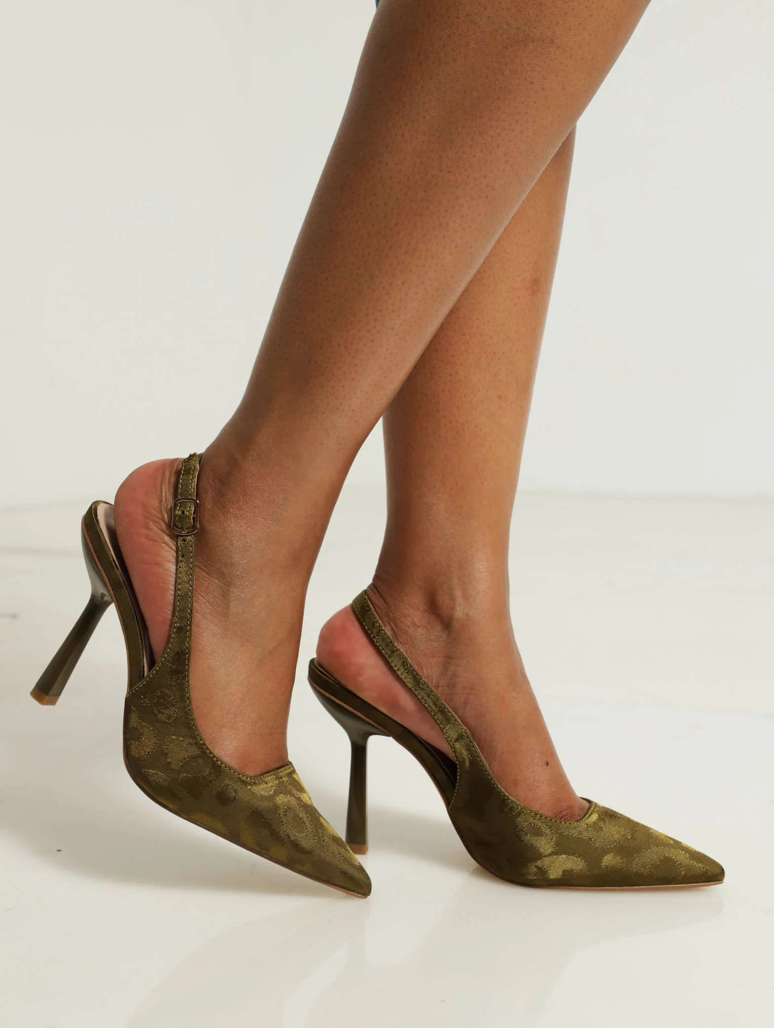 Hi Stiletto Leopard Print Pointed Slingback Heel - Image 2