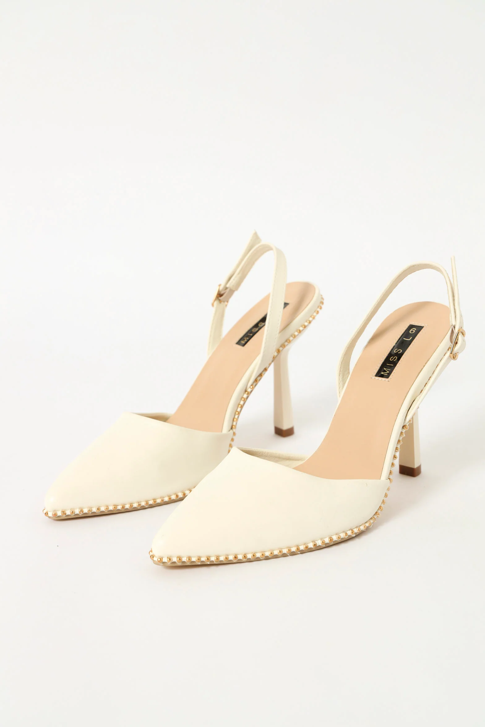 Hi Stiletto Pointed Slingback Court Heel - Off White - Image 2