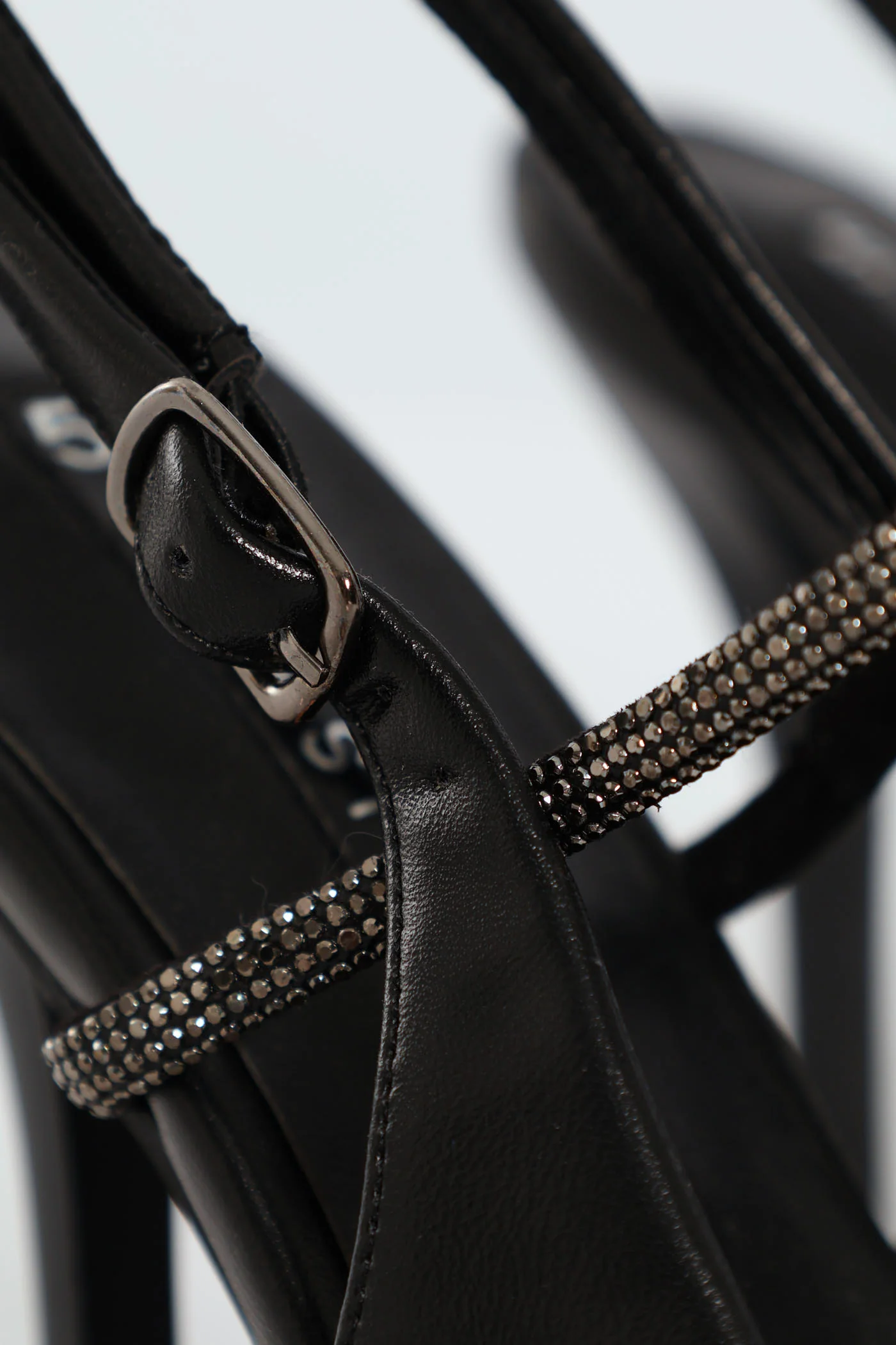 Hi Stiletto Pointy Slingback Court Heel With Diamante - Black - Image 9