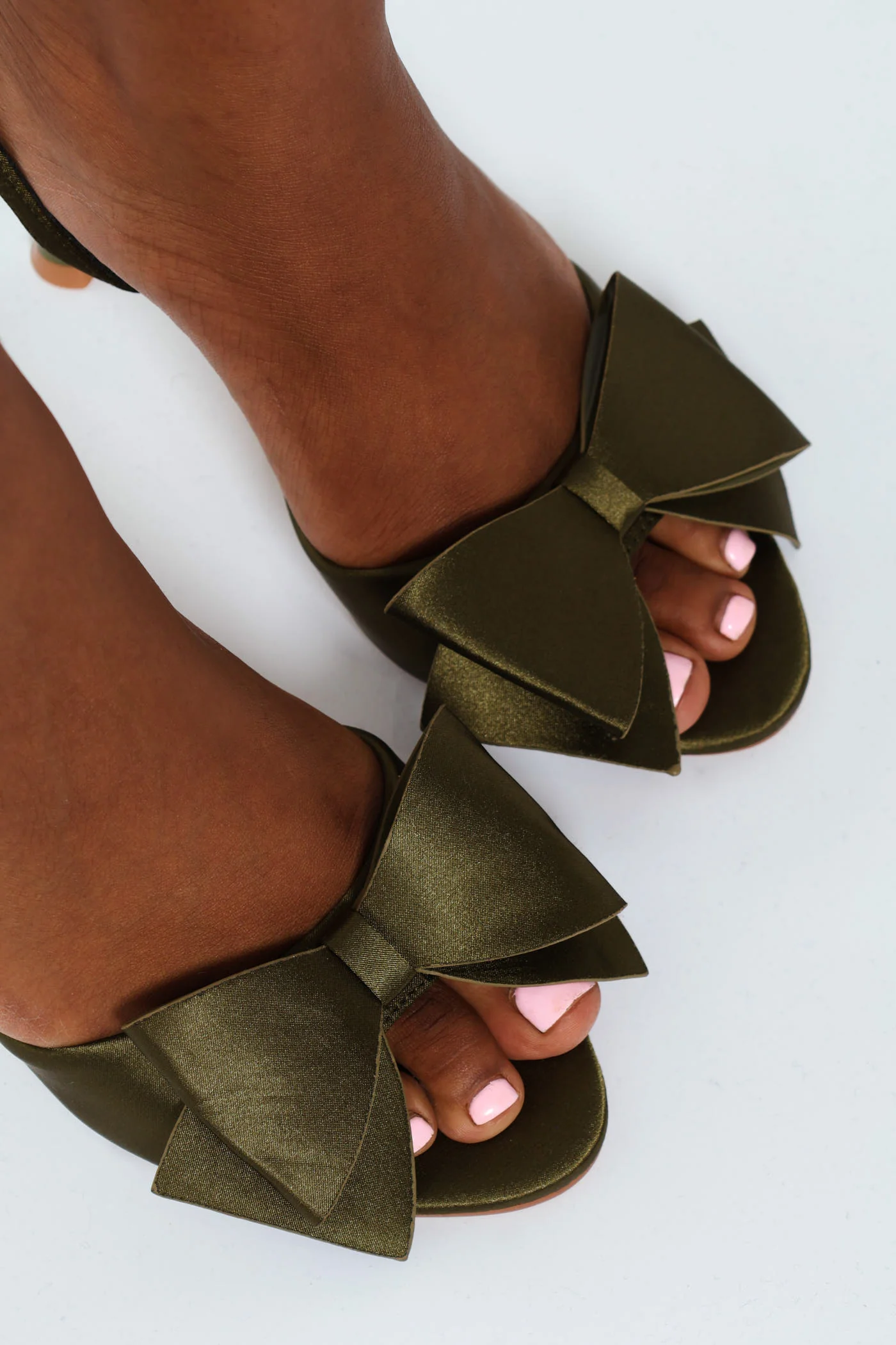 Hi Stiletto Slingback Mule Heel With Big Bow - Chartreuse - Image 2