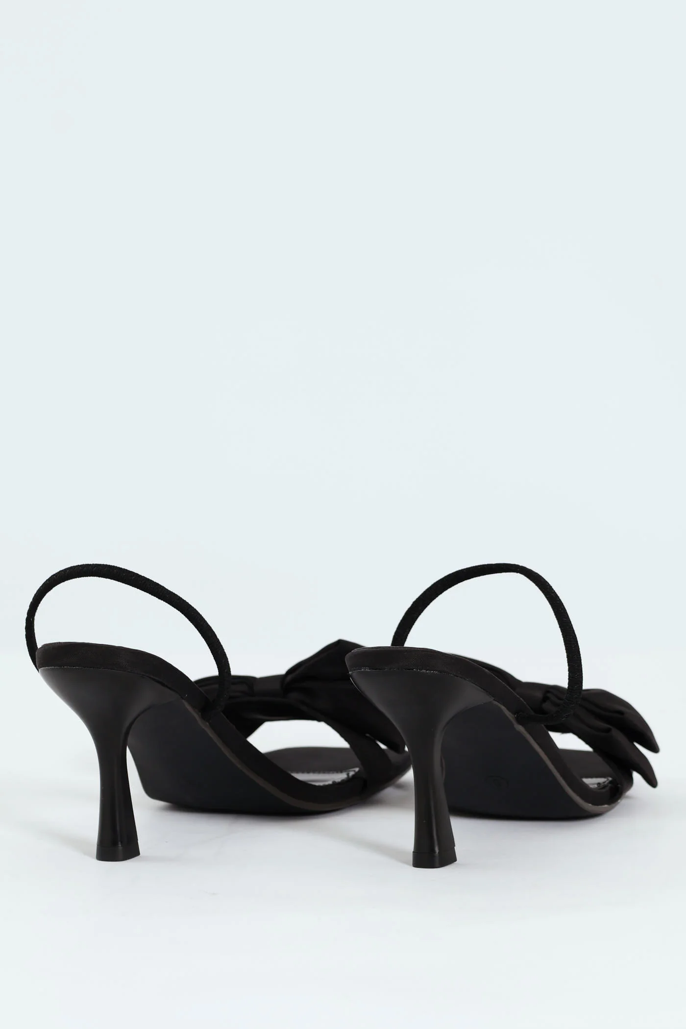 Hi Stiletto Slingback Mule Heel With Double Bow - Black - Image 8