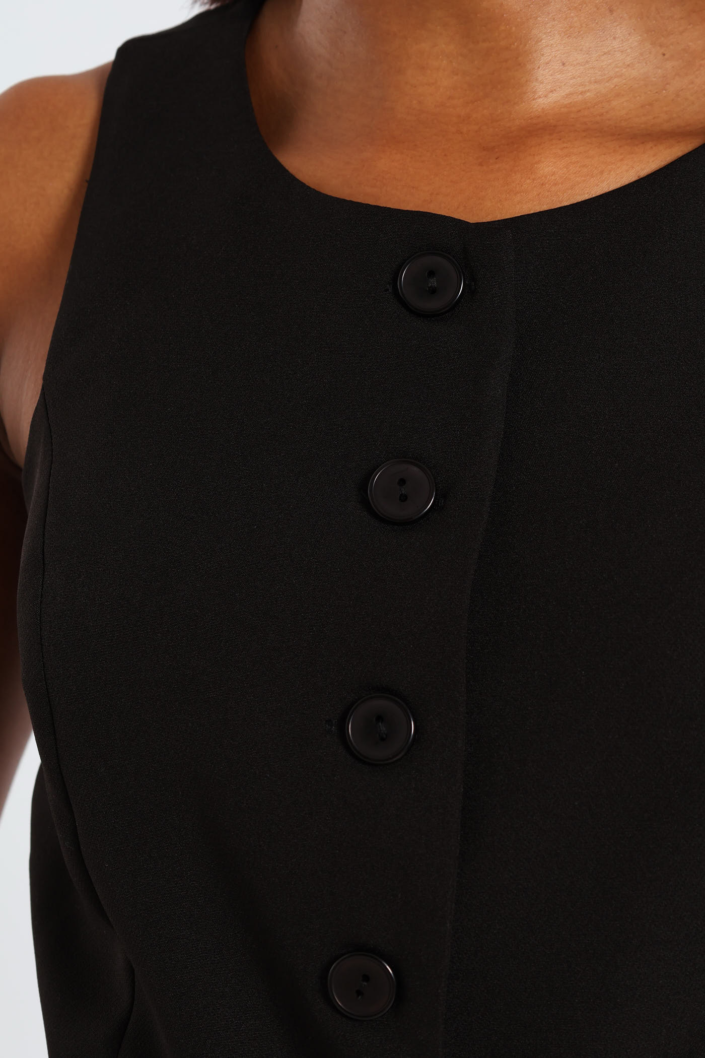 High Neck Waistcoat - Black - Image 3