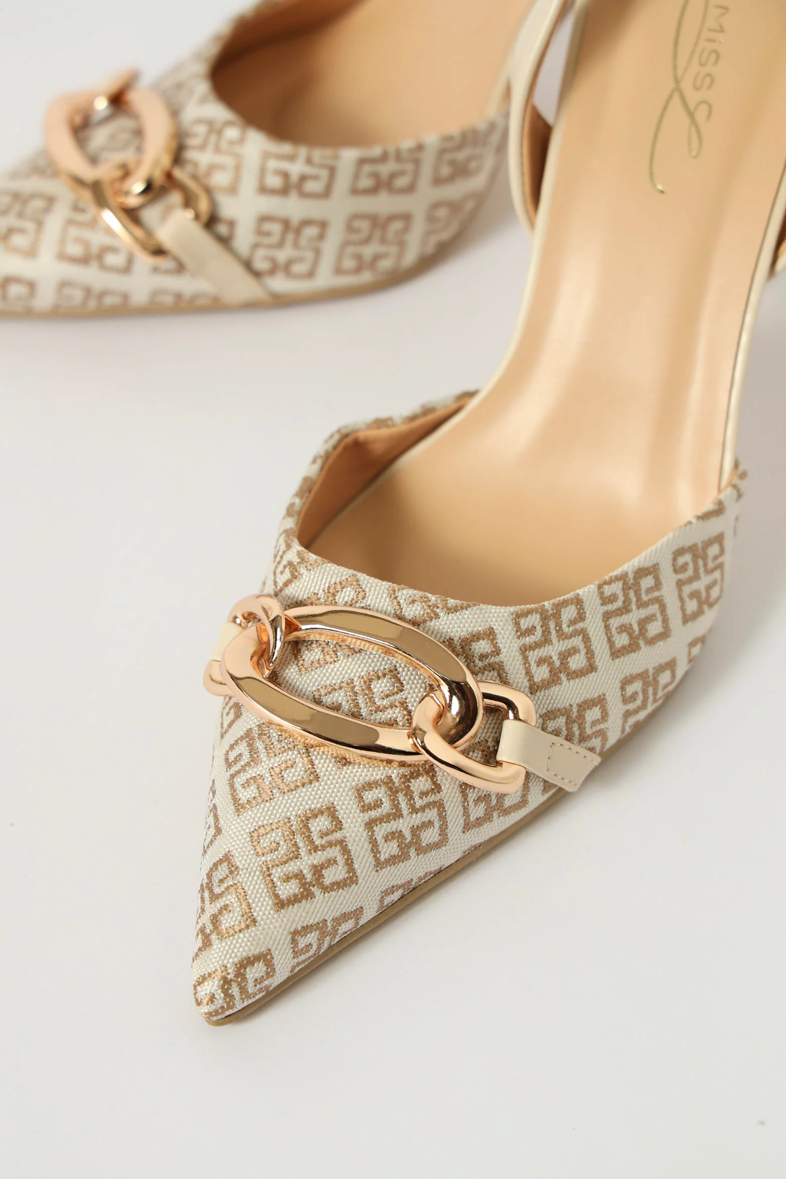 High Shaped Monogram Court Heel - Natural - Image 2