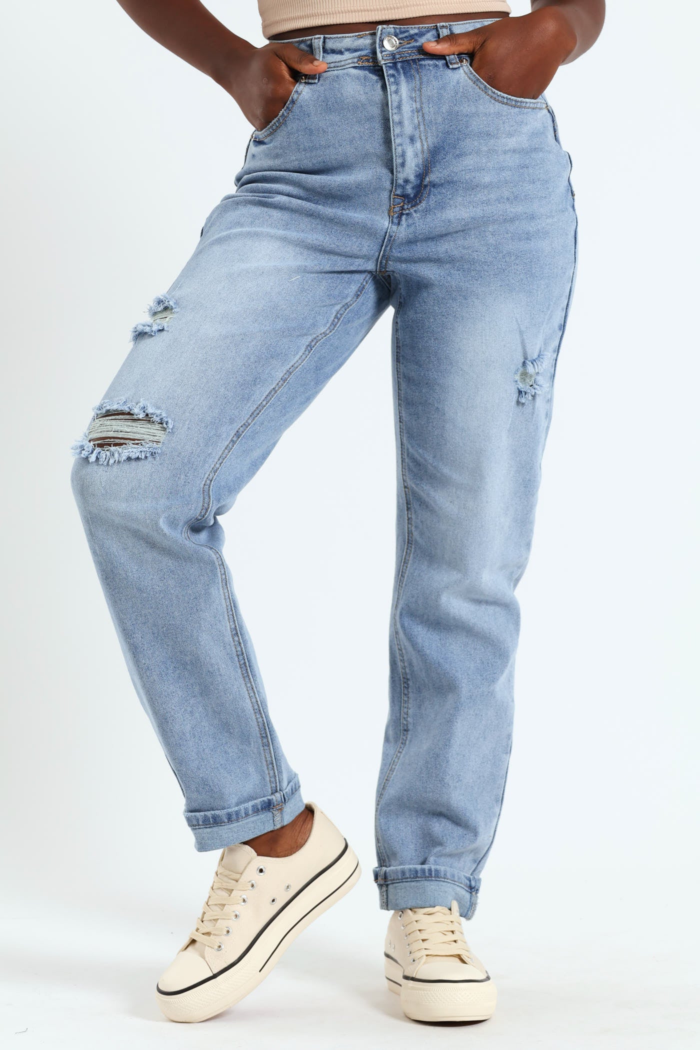 High Waist Bum Sculpt Comfort Mom Jean - Stonewash