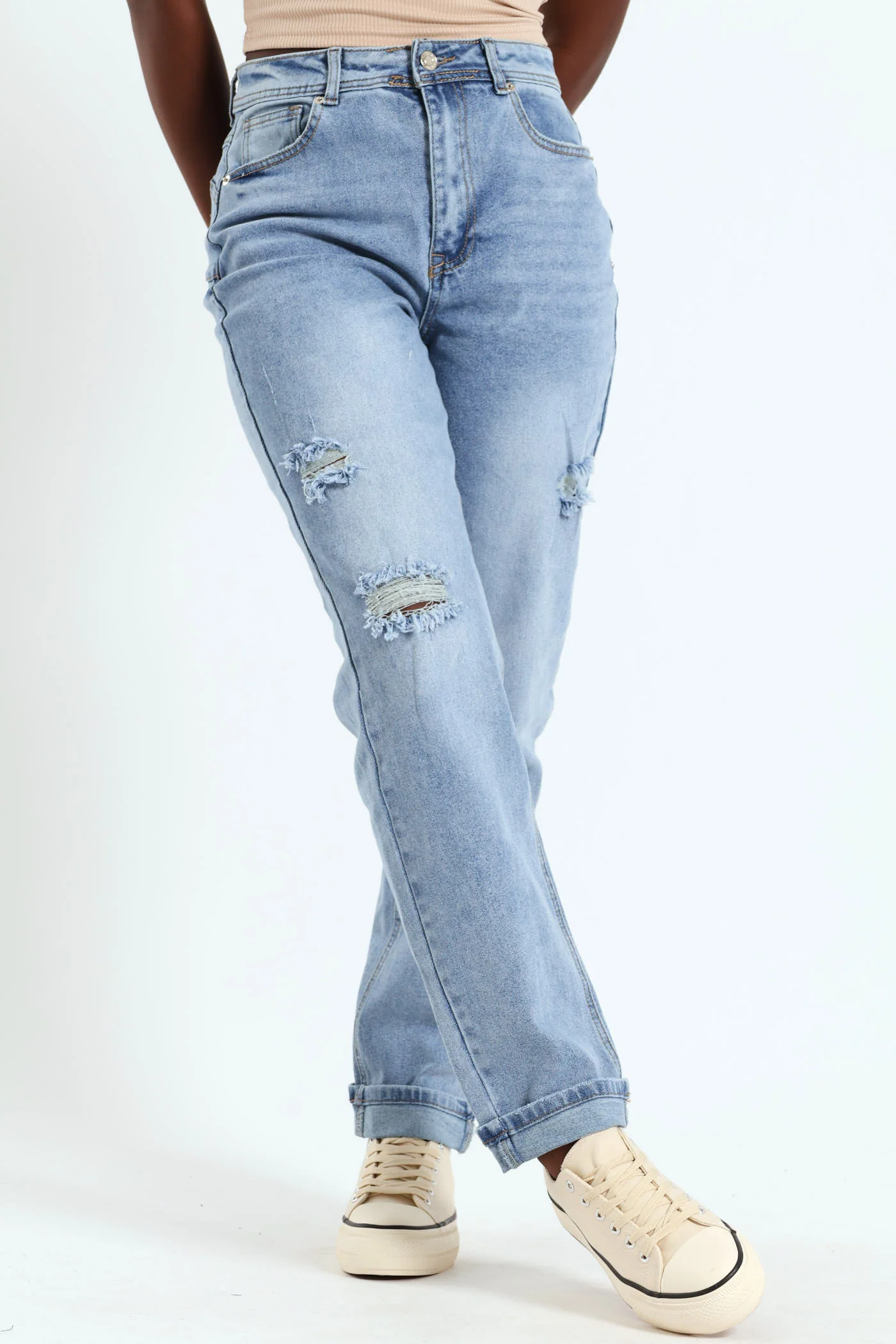 High Waist Bum Sculpt Comfort Mom Jean - Stonewash - Image 2