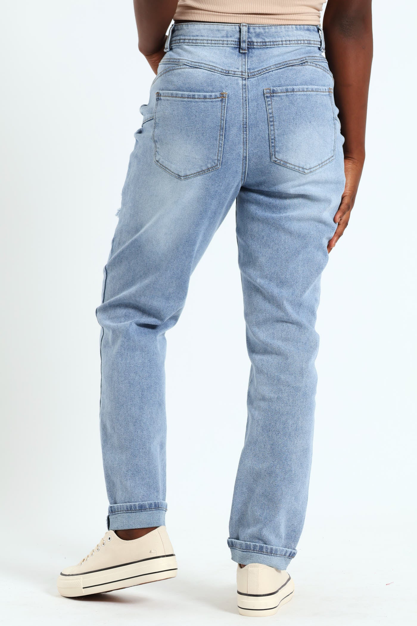 High Waist Bum Sculpt Comfort Mom Jean - Stonewash - Image 5