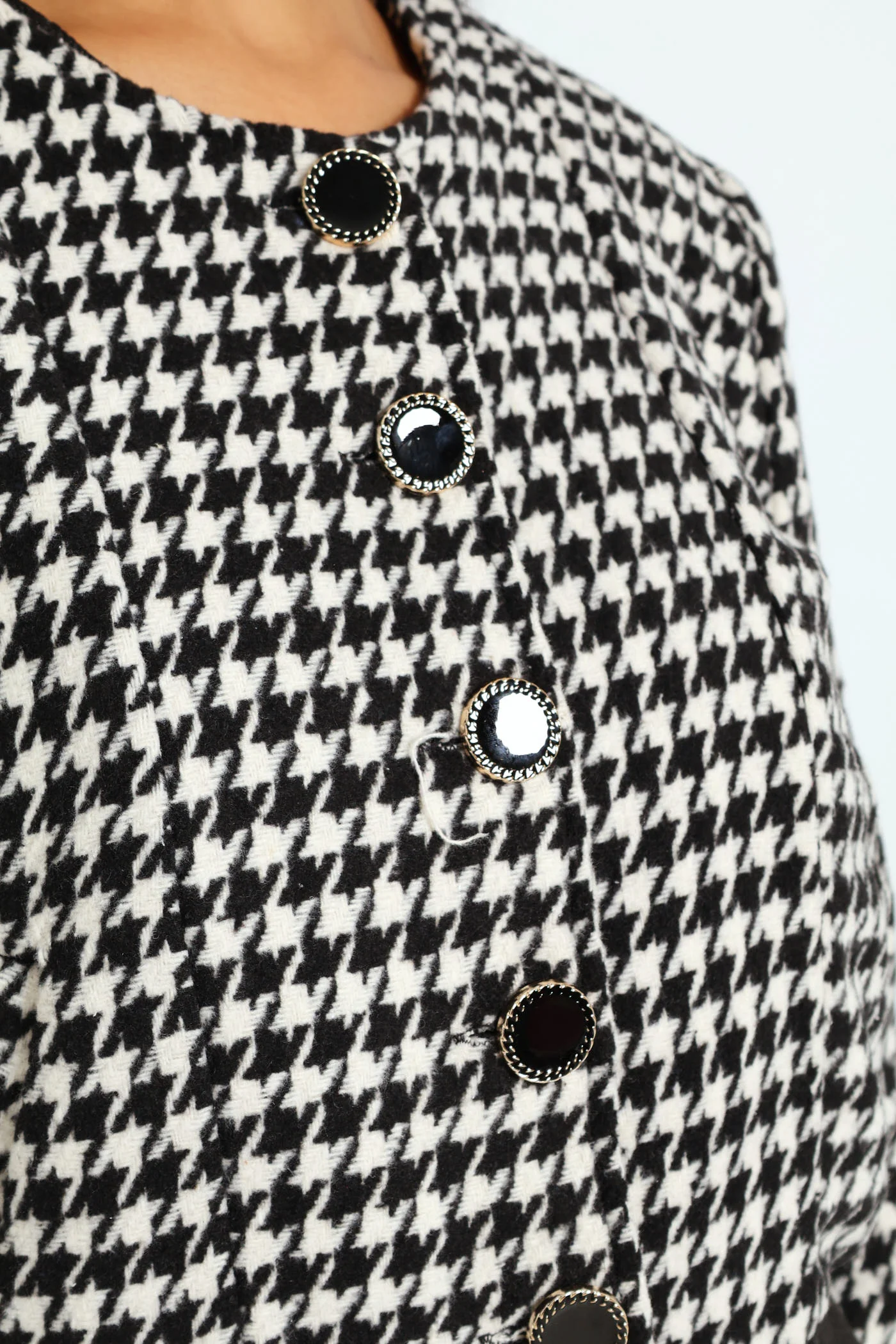 Houndstooth Cropped Jacket - Black/White - Image 4