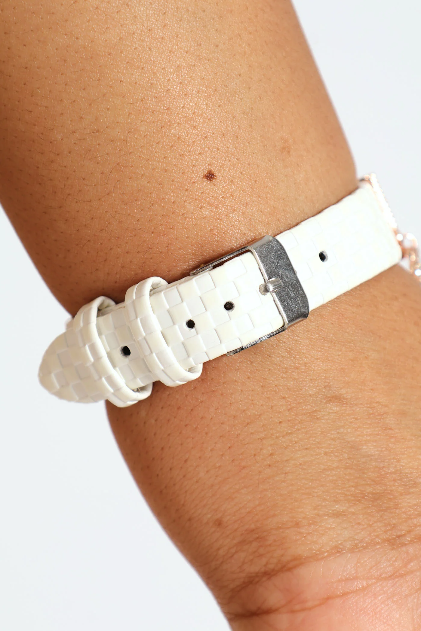 Inner Heart Dial PU Strap Watch With Diamante - White - Image 2