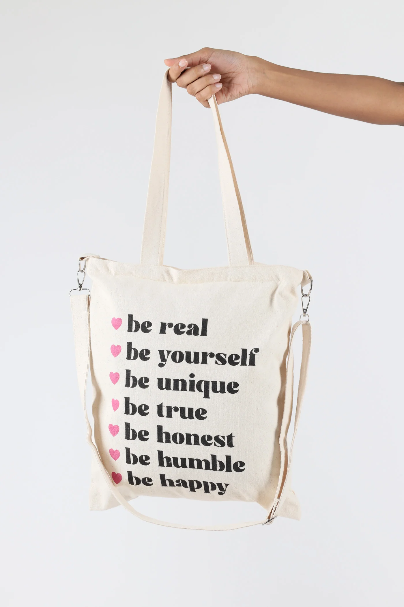 Inspo Slogan Canvas Shopper Bag - Natural