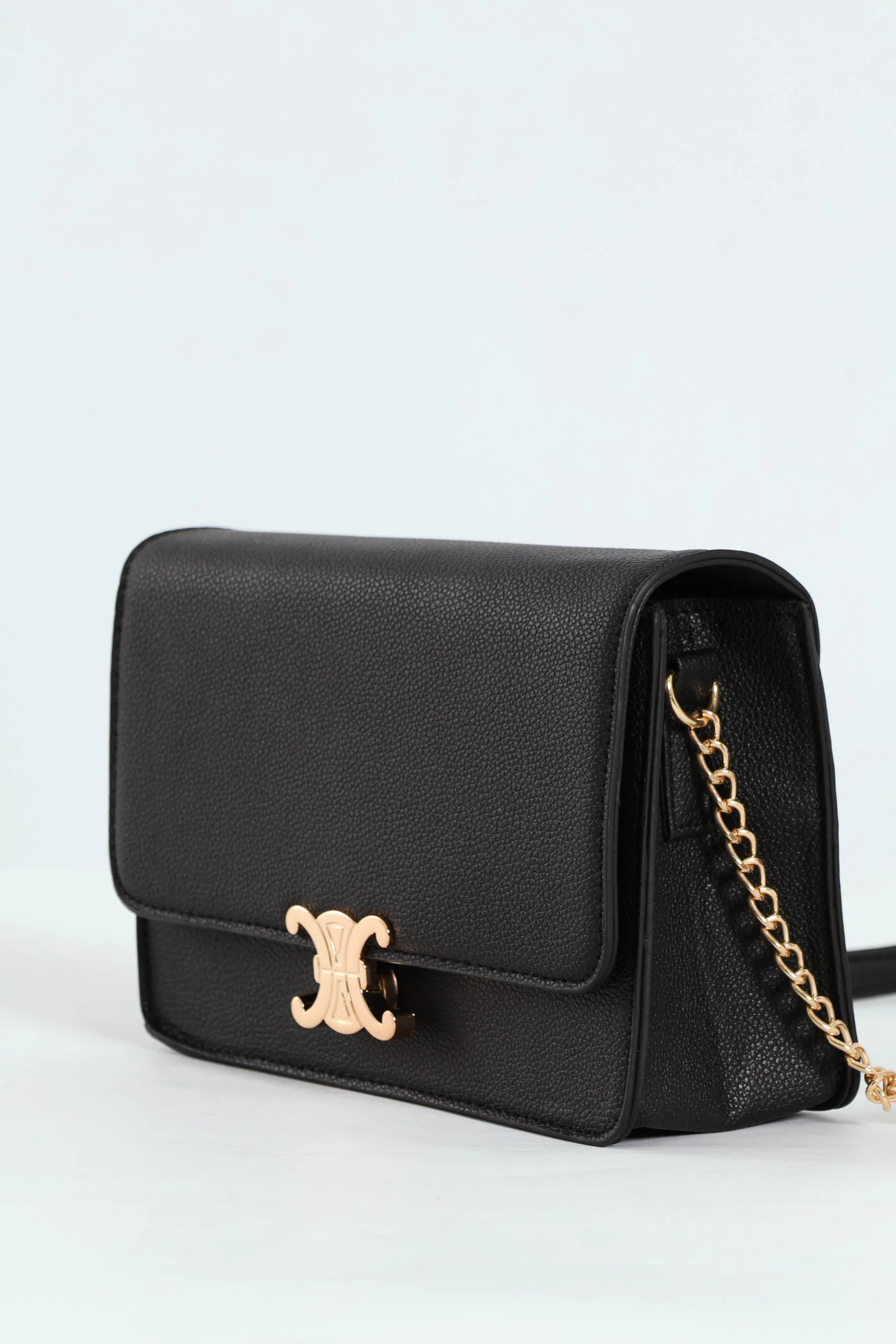 Interlink Clasp Satchel Bag - Black - Image 2