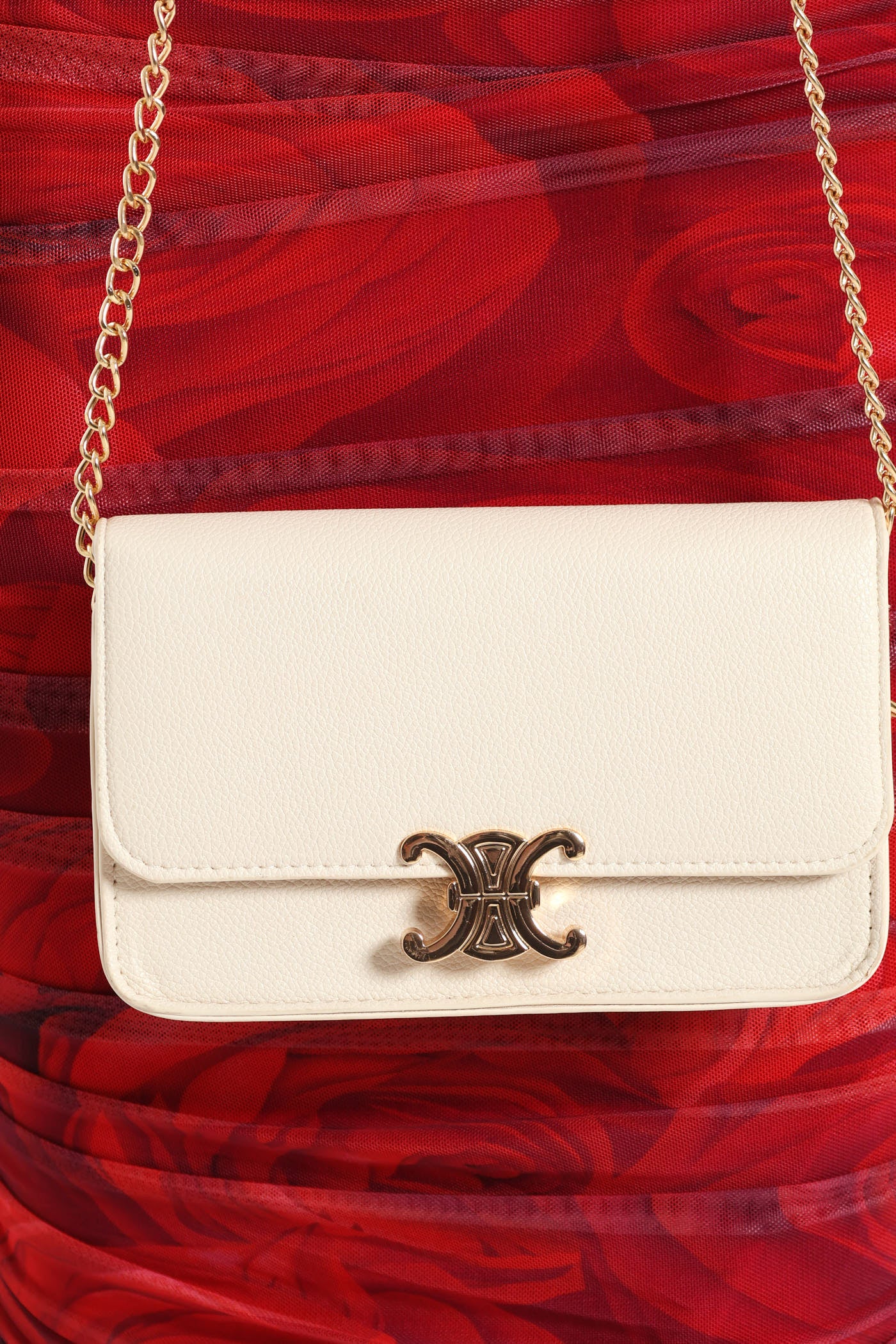 Interlink Clasp Satchel Bag - Cream - Image 5
