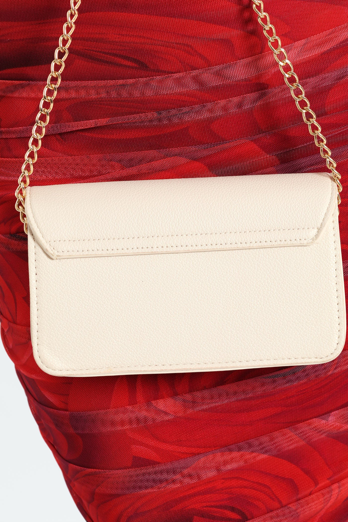 Interlink Clasp Satchel Bag - Cream - Image 6