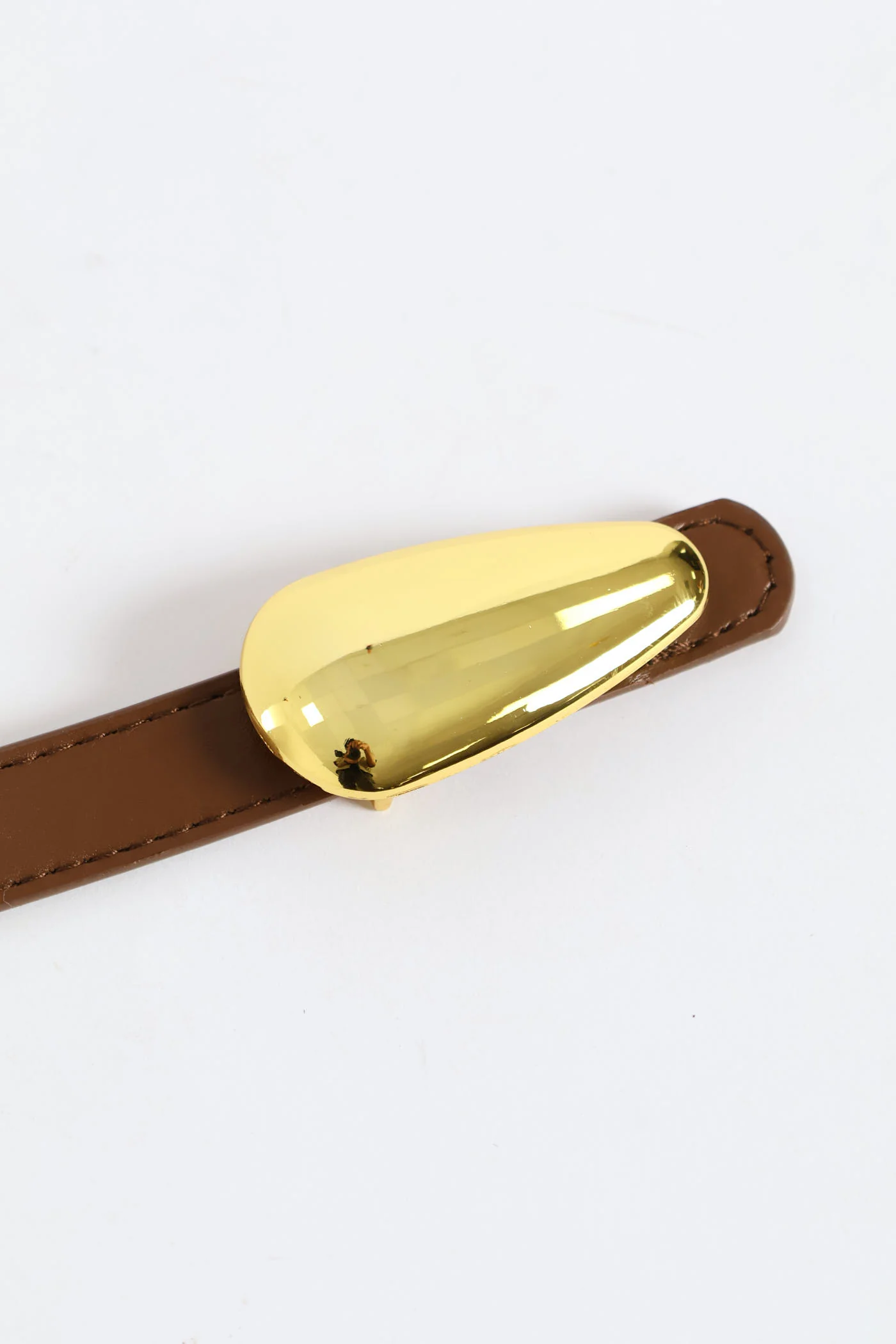 Irregular Oval Buckle Belt - Tan - Image 2