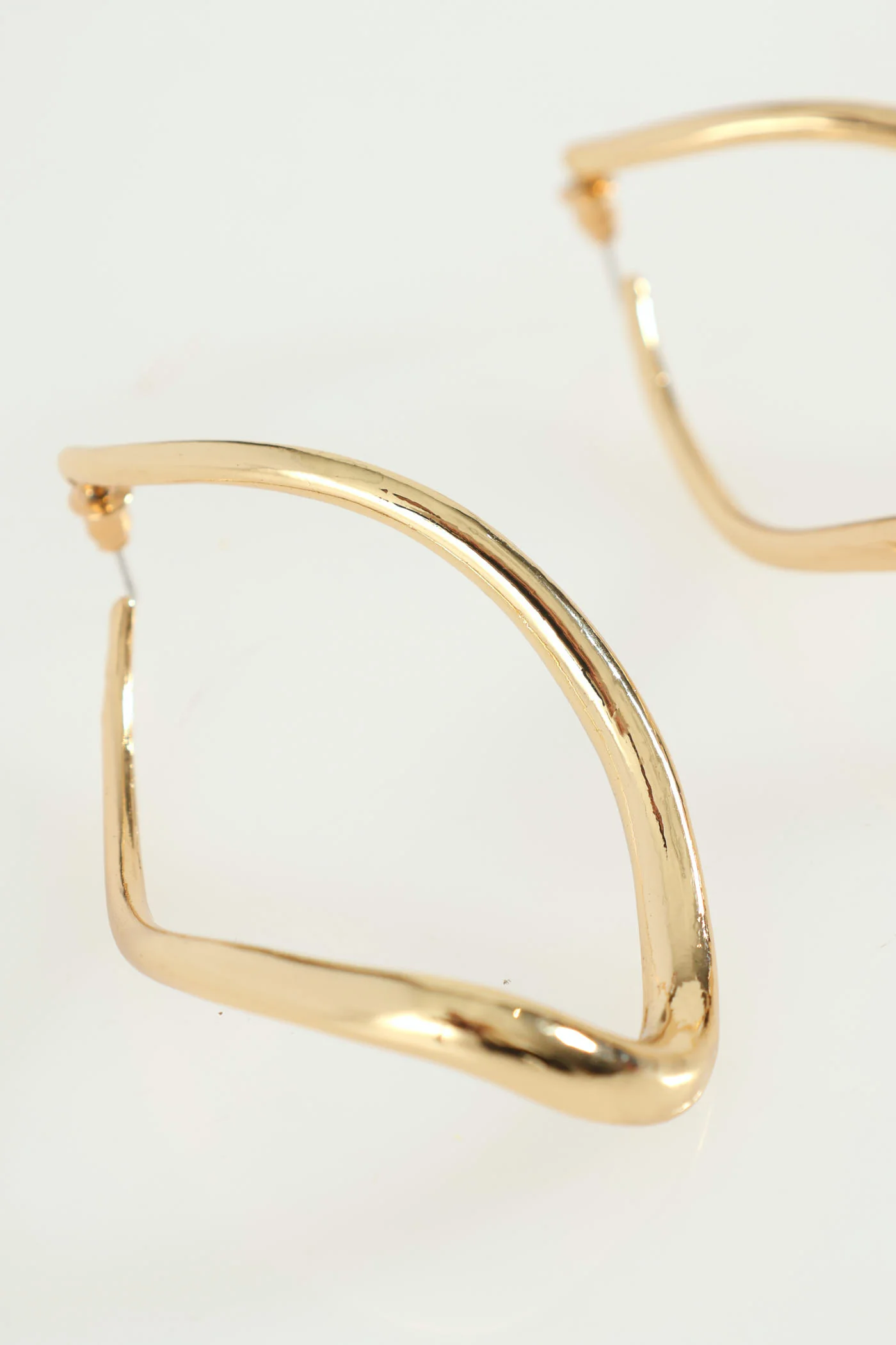 Irregular Oval Hoop Earring - Gold - Image 2