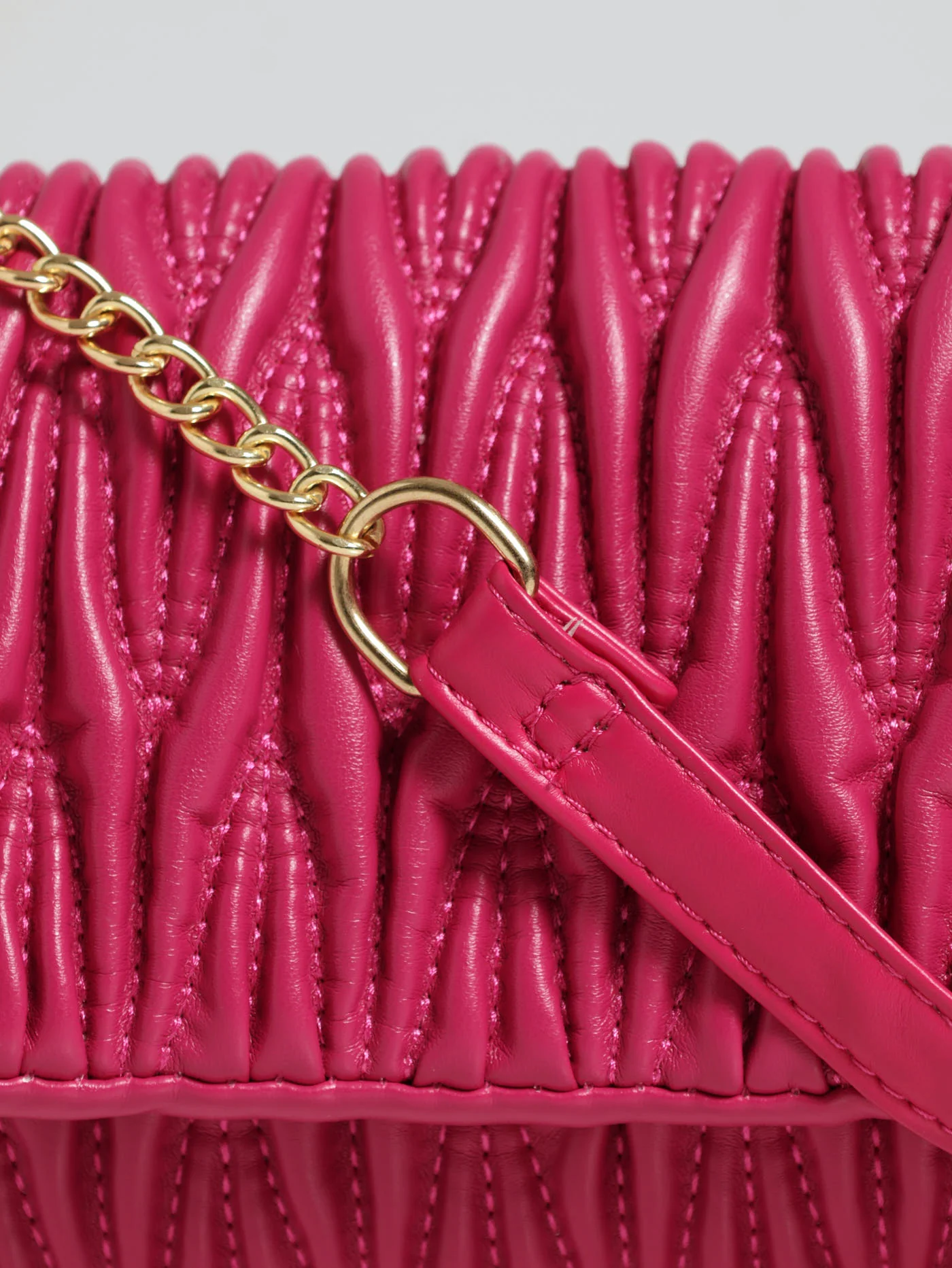 Irregular Quilted Satchel Bag - Cerise - Image 5