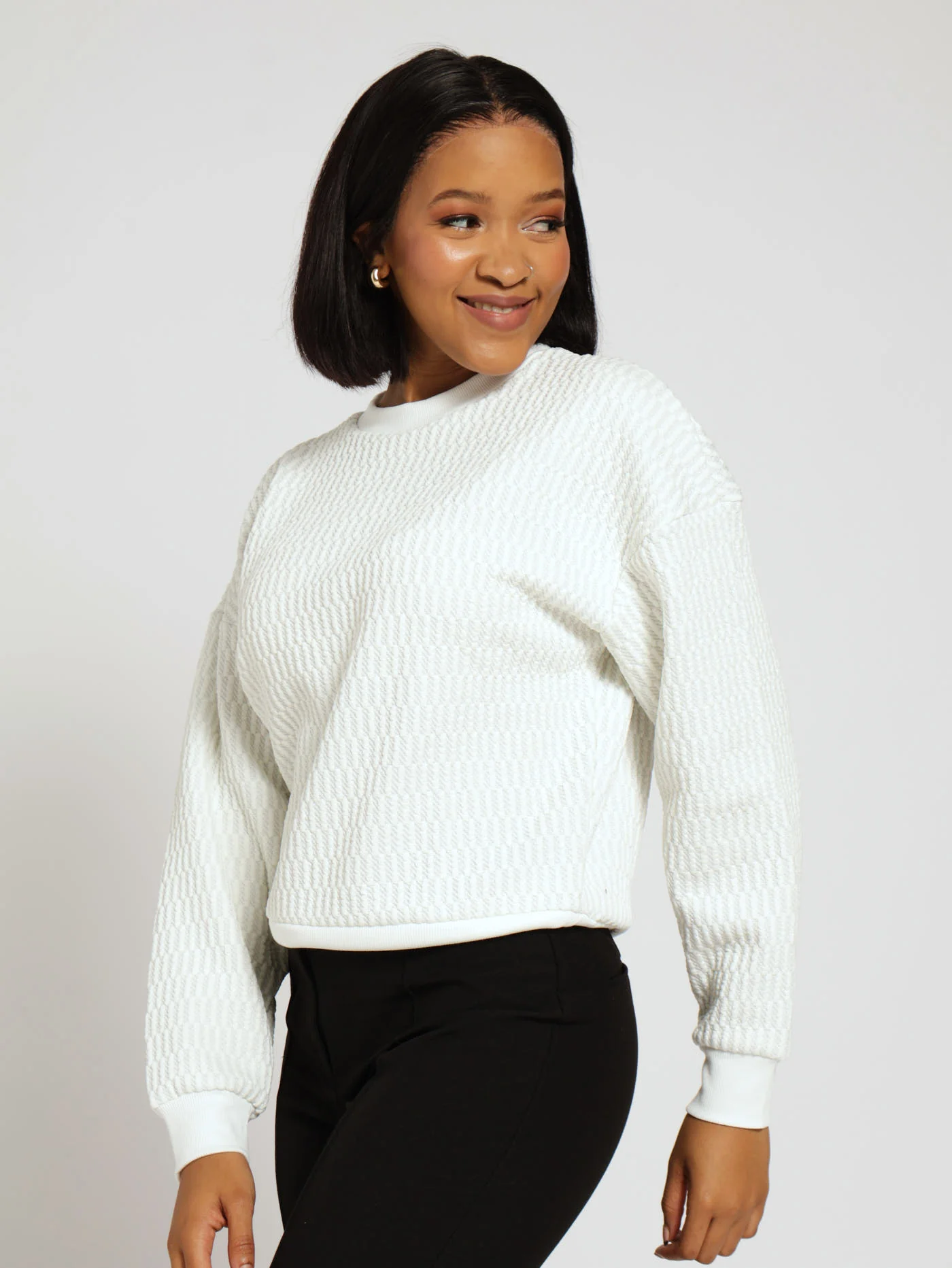 Jacquard Lurex Pullover - White - Image 2