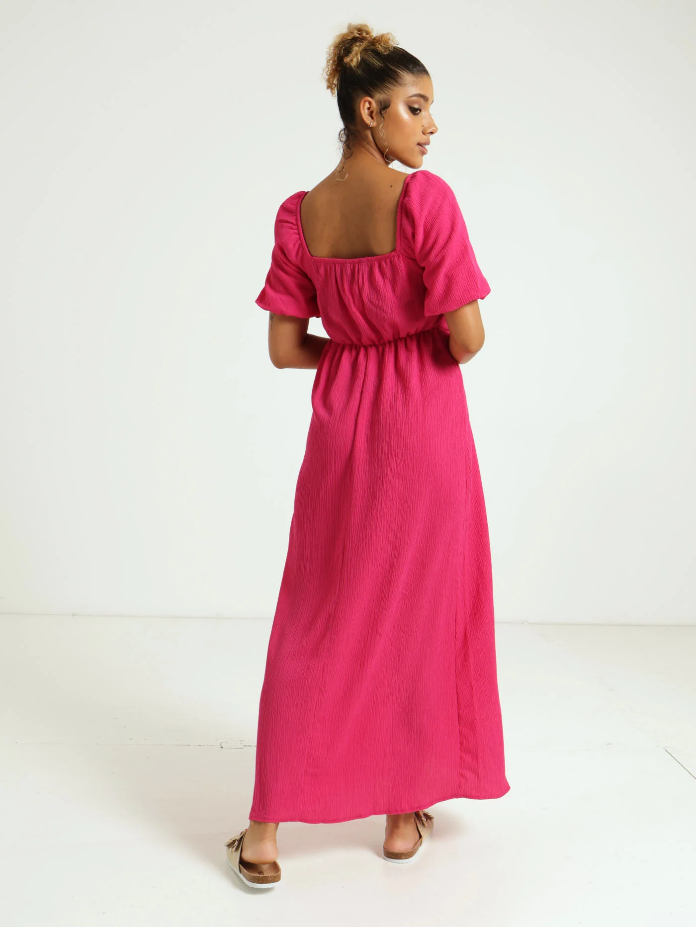 Keyhole Front Puff Sleeve Dress - Image 3