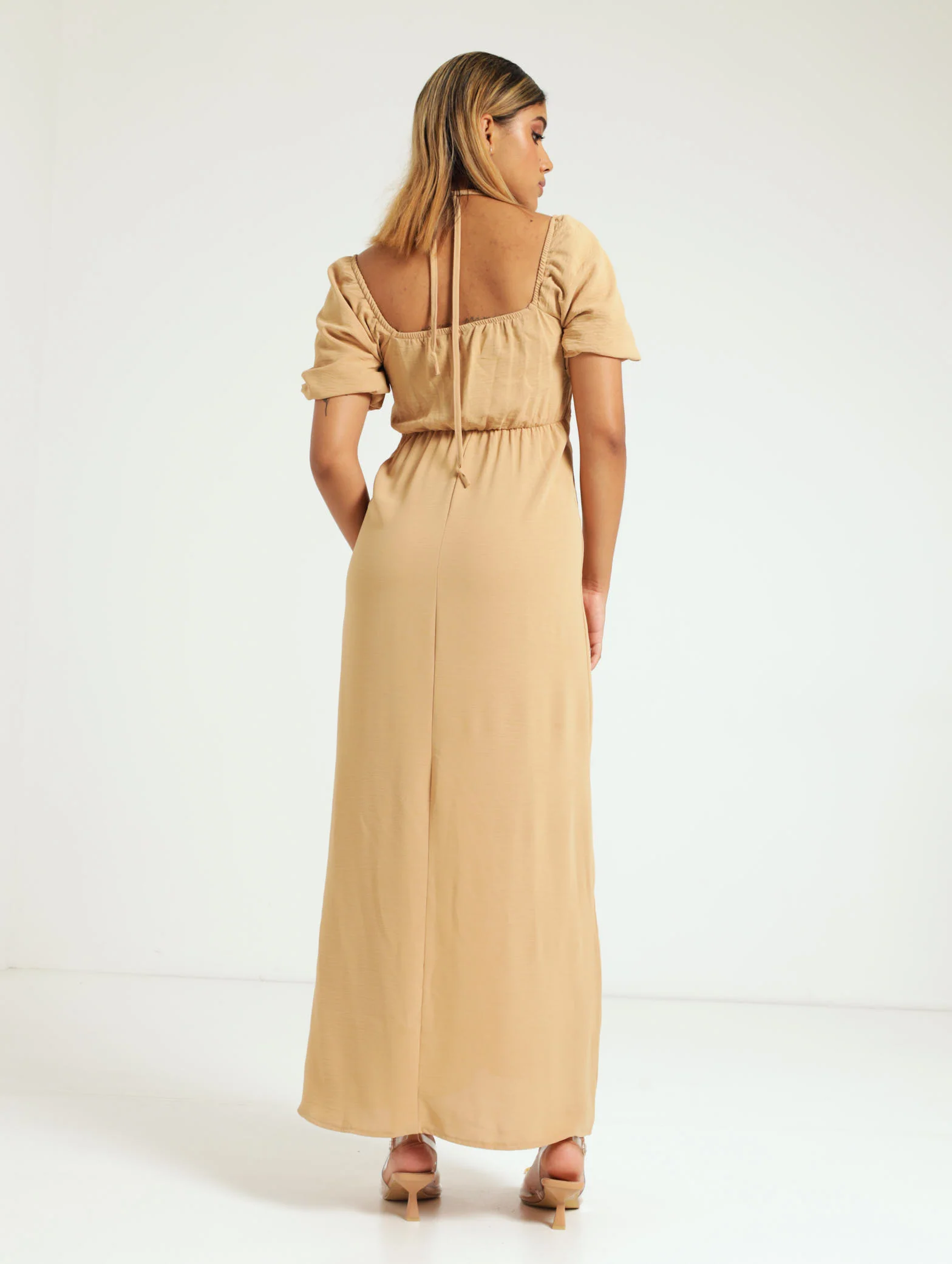 Keyhole Front Puff Sleeve Dress - Image 3