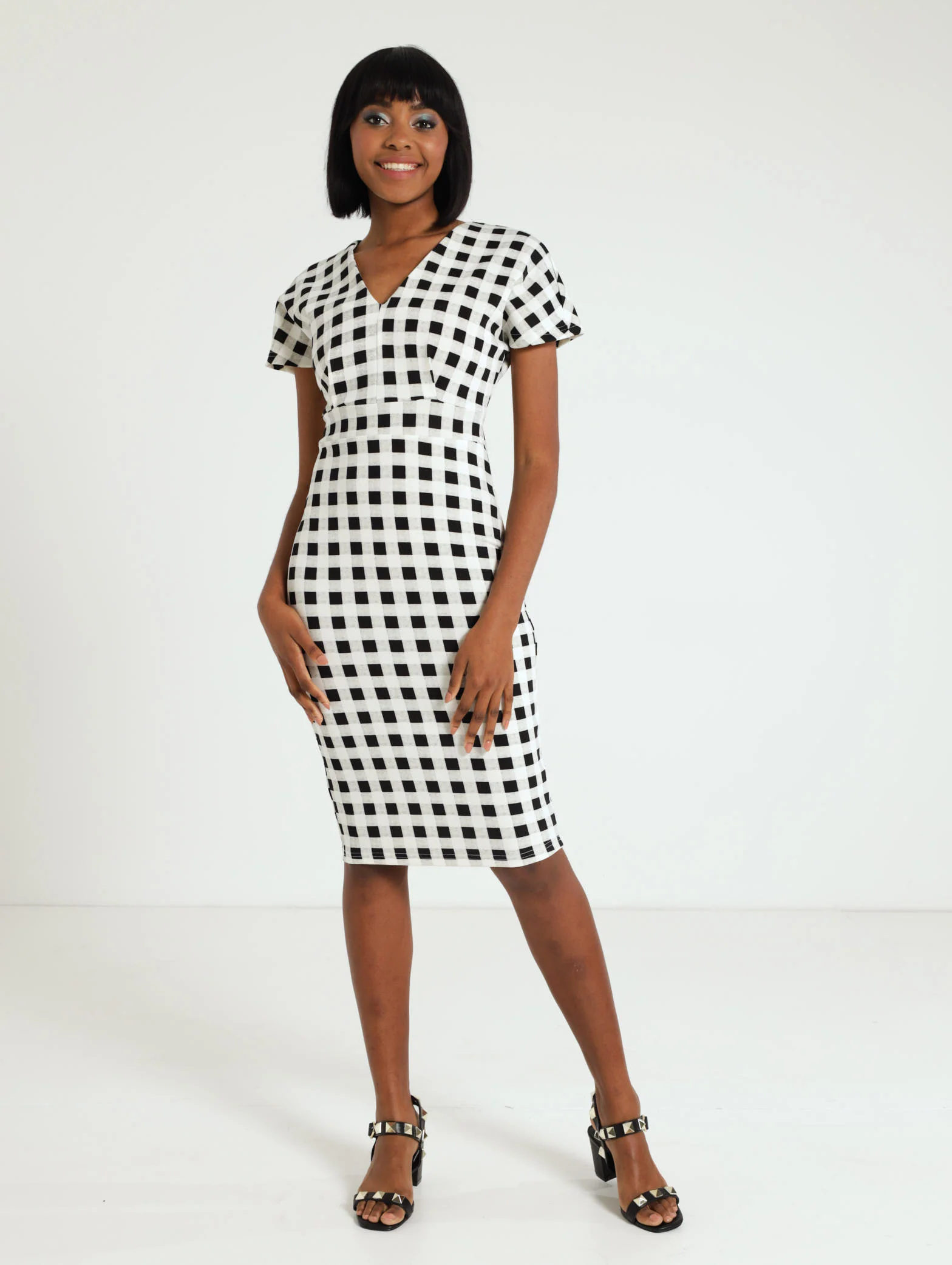 Kimono Short Sleeve V Neck Midi Dress - Image 2