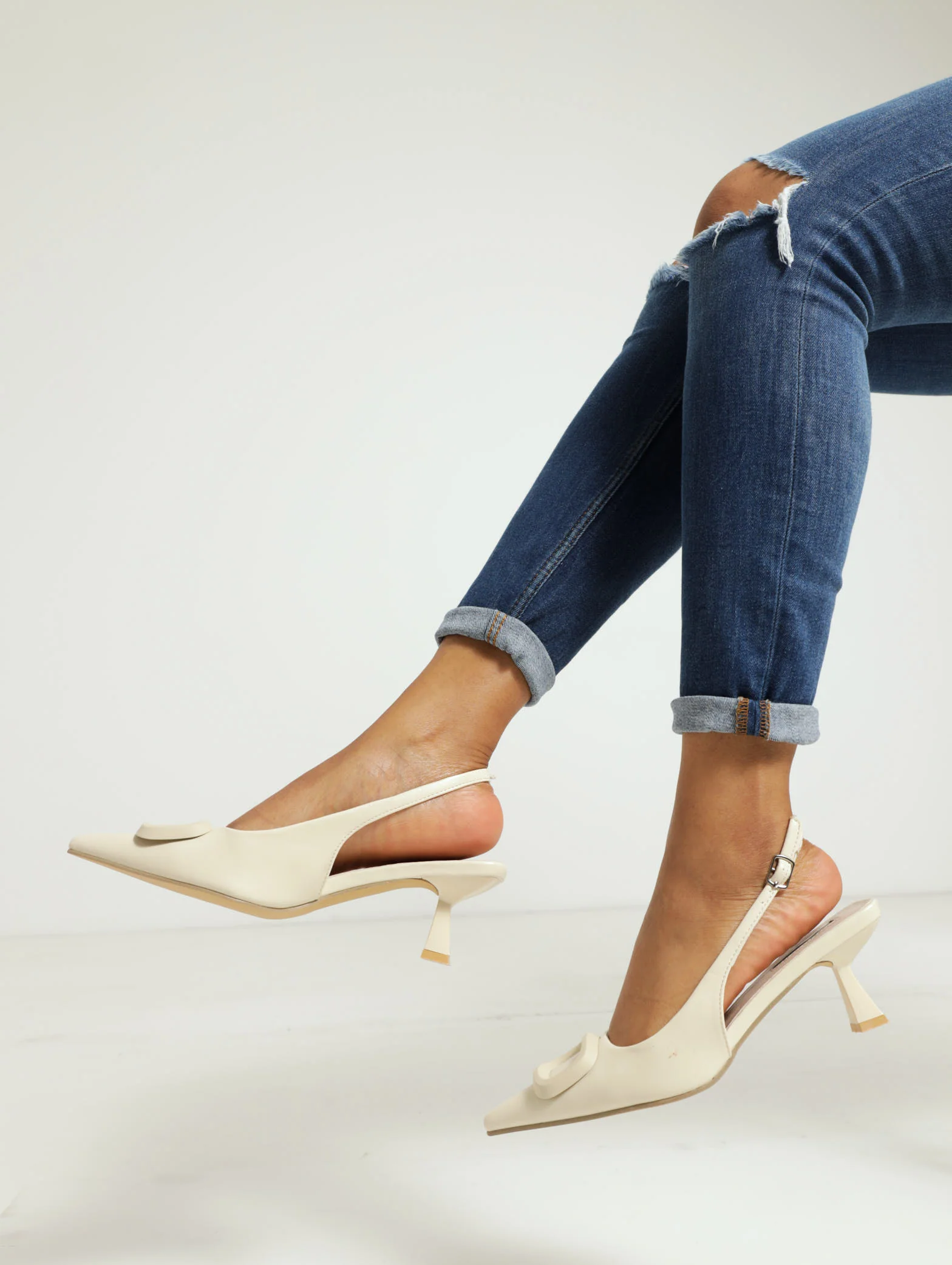 Kitten Court Slingback with Matte Square Trim - Image 2