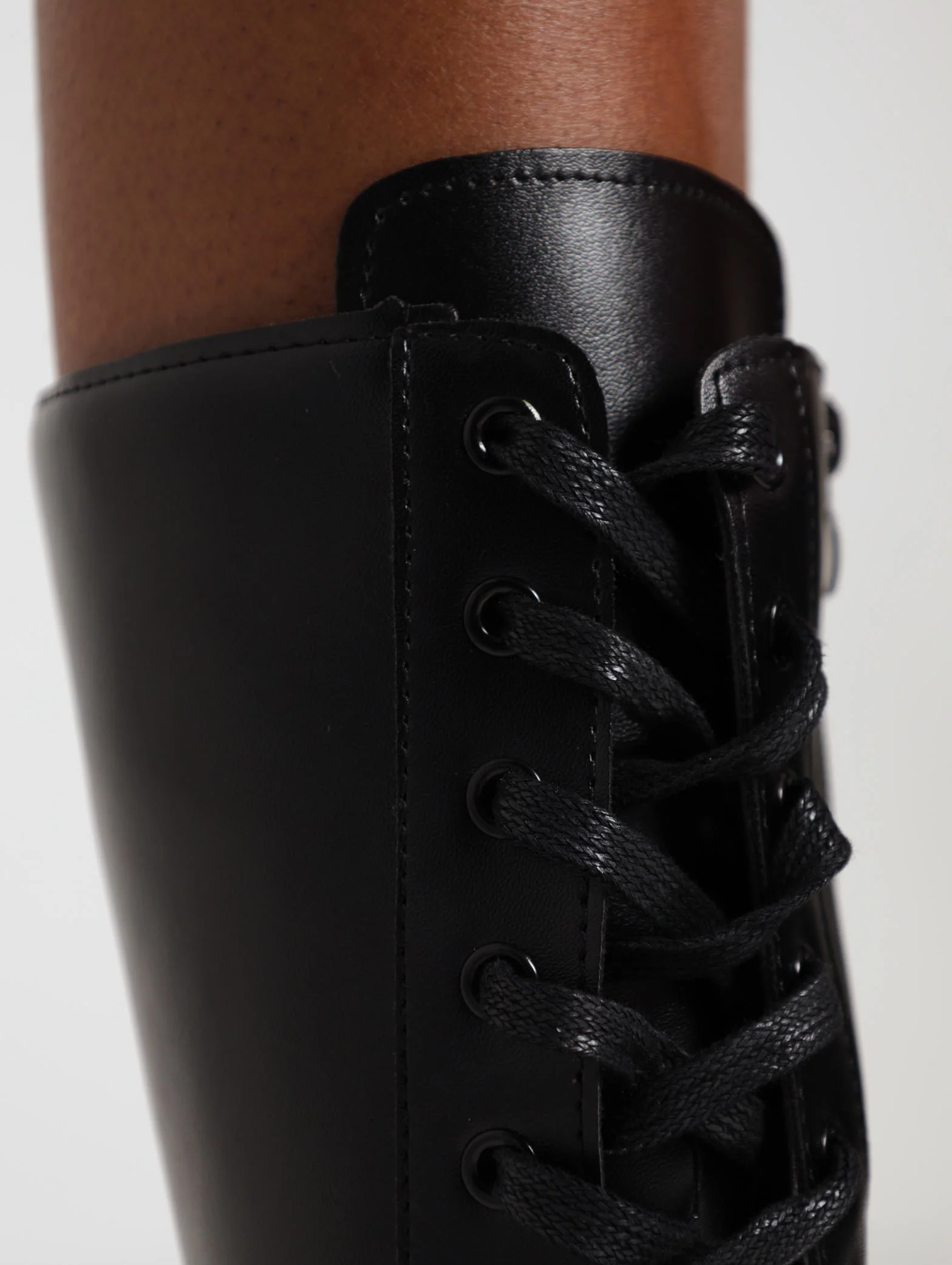 Knee High Lace Up Military Boot On Chunky Sole - Image 4