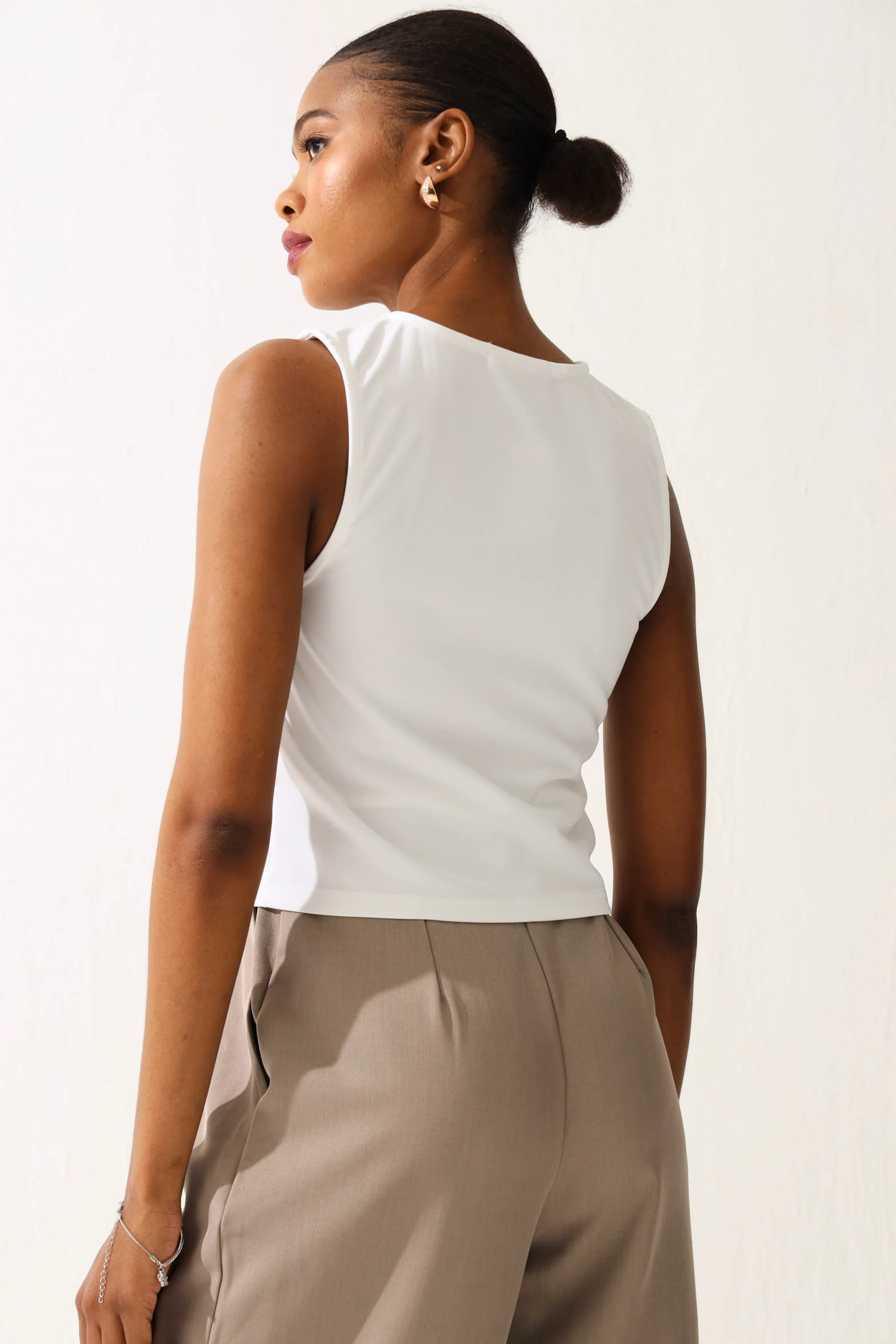 Knit Button Through Vest - White - Image 4