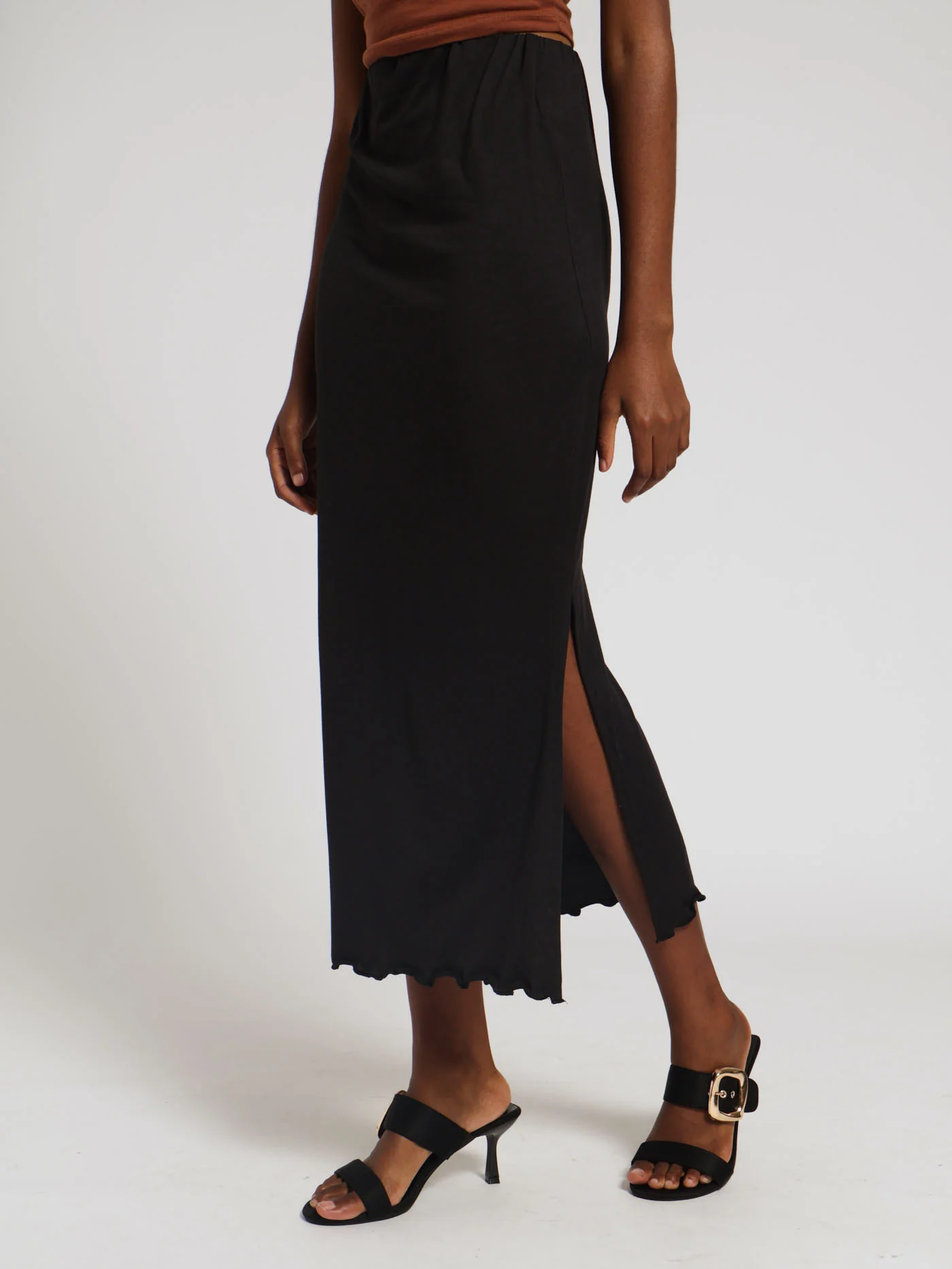 Knit Ditsy Midi Skirt - Black - Image 2