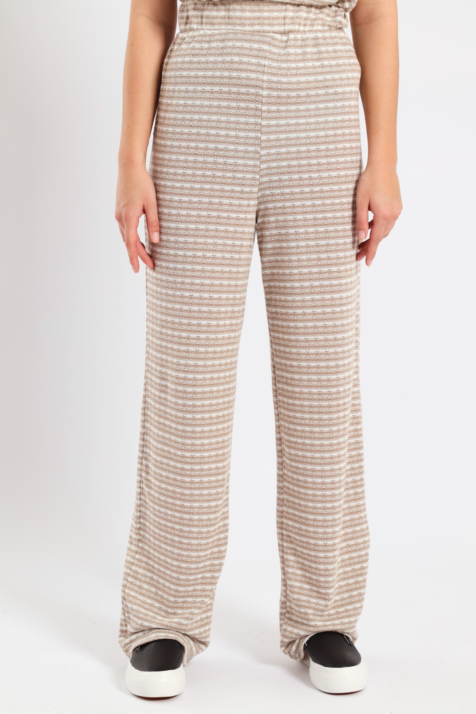 Knit Flared Pants - Beige