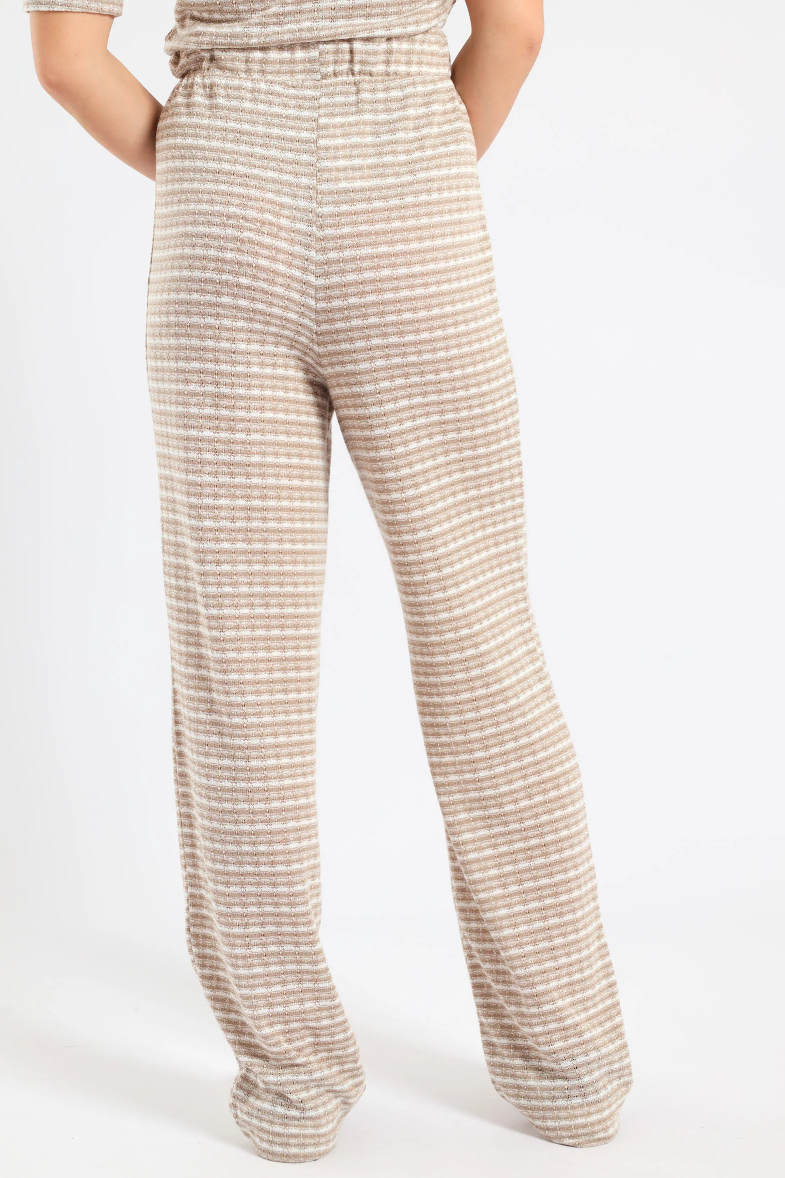 Knit Flared Pants - Beige - Image 6