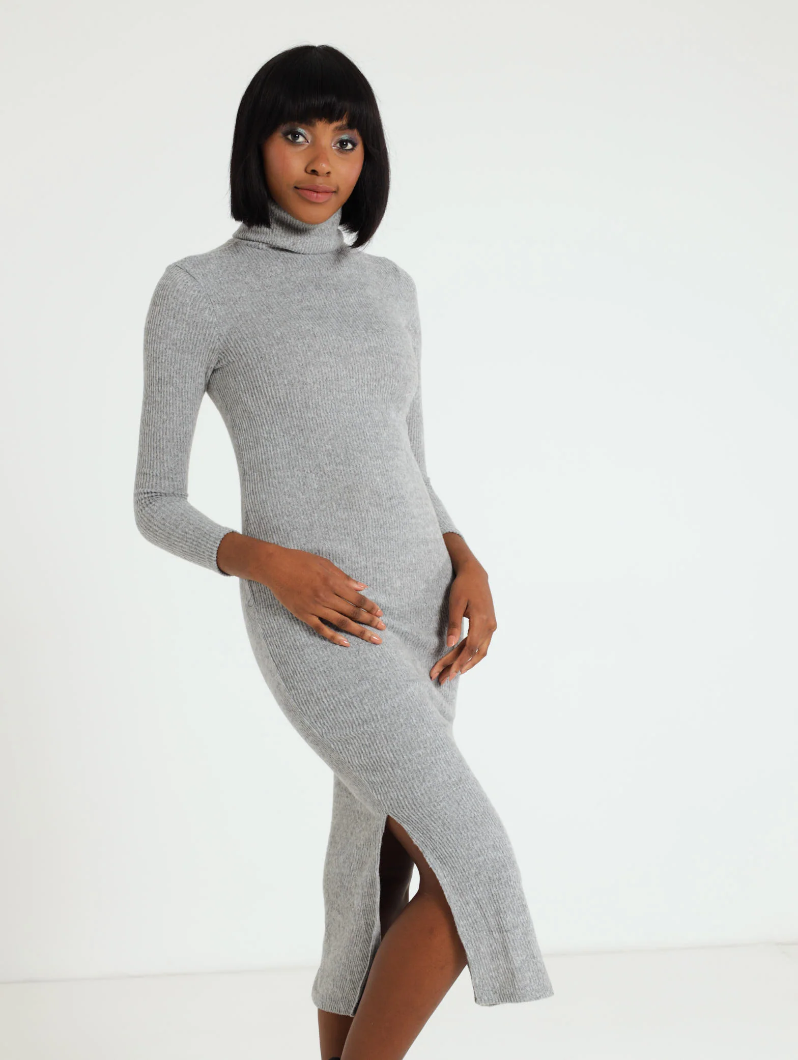 Knit Midaxi Poloneck Dress - Image 3