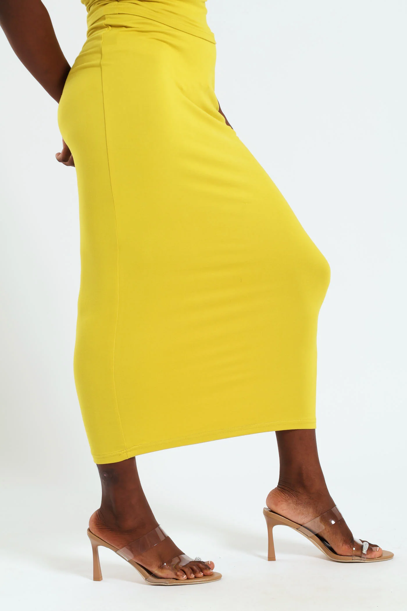 Knit Midaxi Skirt- Chartreuse - Image 2