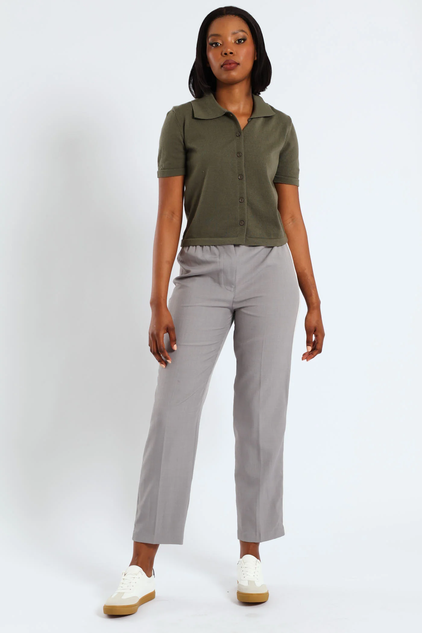 Knitwear Buttoned Golfer - Khaki - Image 2