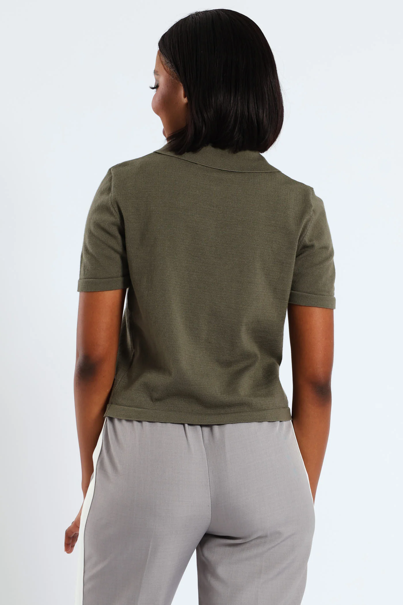 Knitwear Buttoned Golfer - Khaki - Image 5