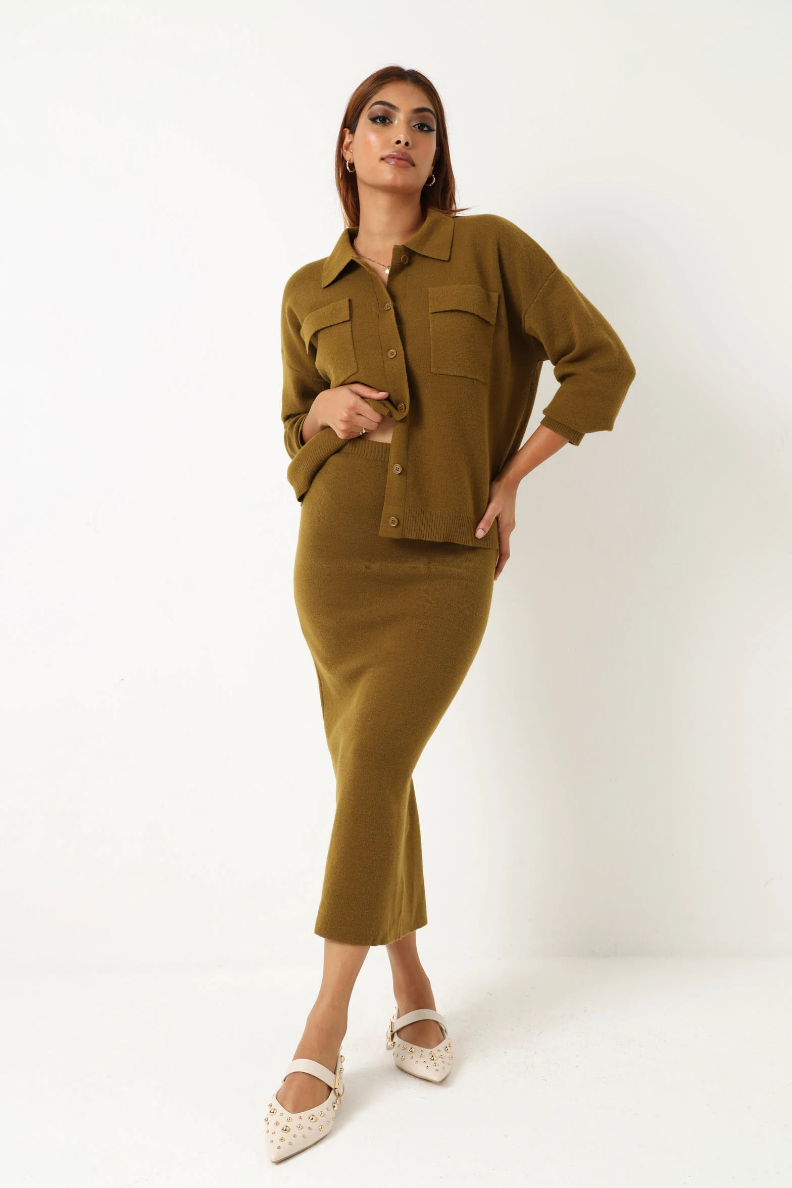 Knitwear Midi Skirt -  Chartreuse - Image 6
