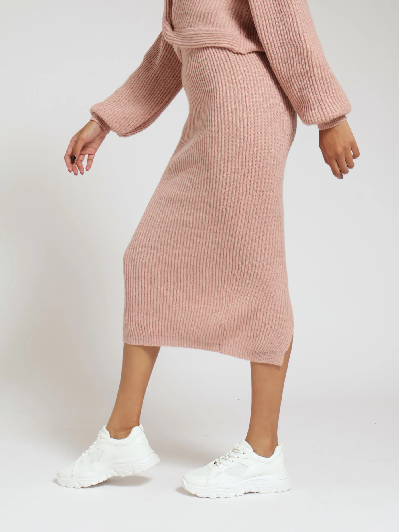 Knitwear Midi Skirt - Dusty Pink - Image 2