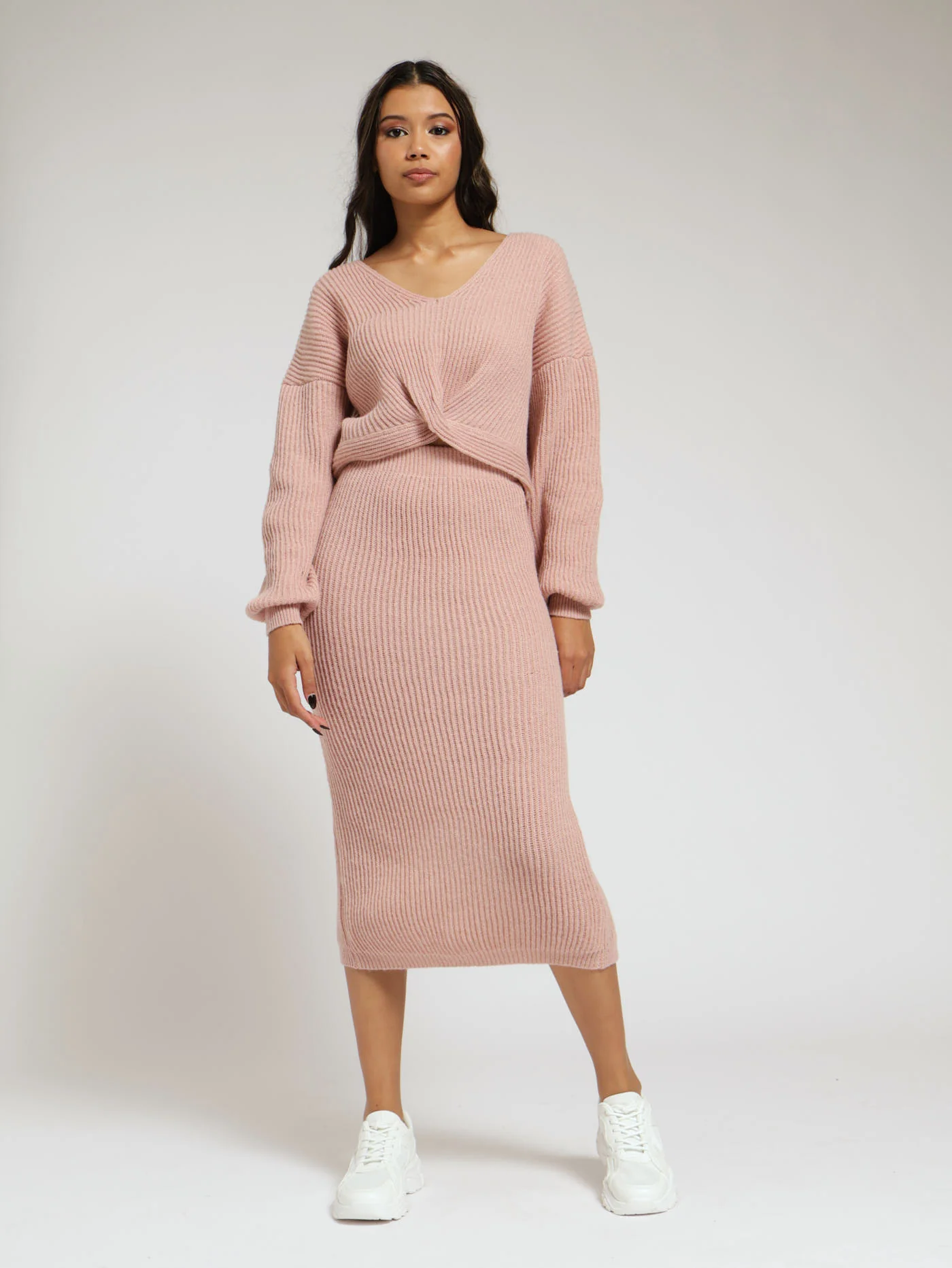 Knitwear Midi Skirt - Dusty Pink - Image 4