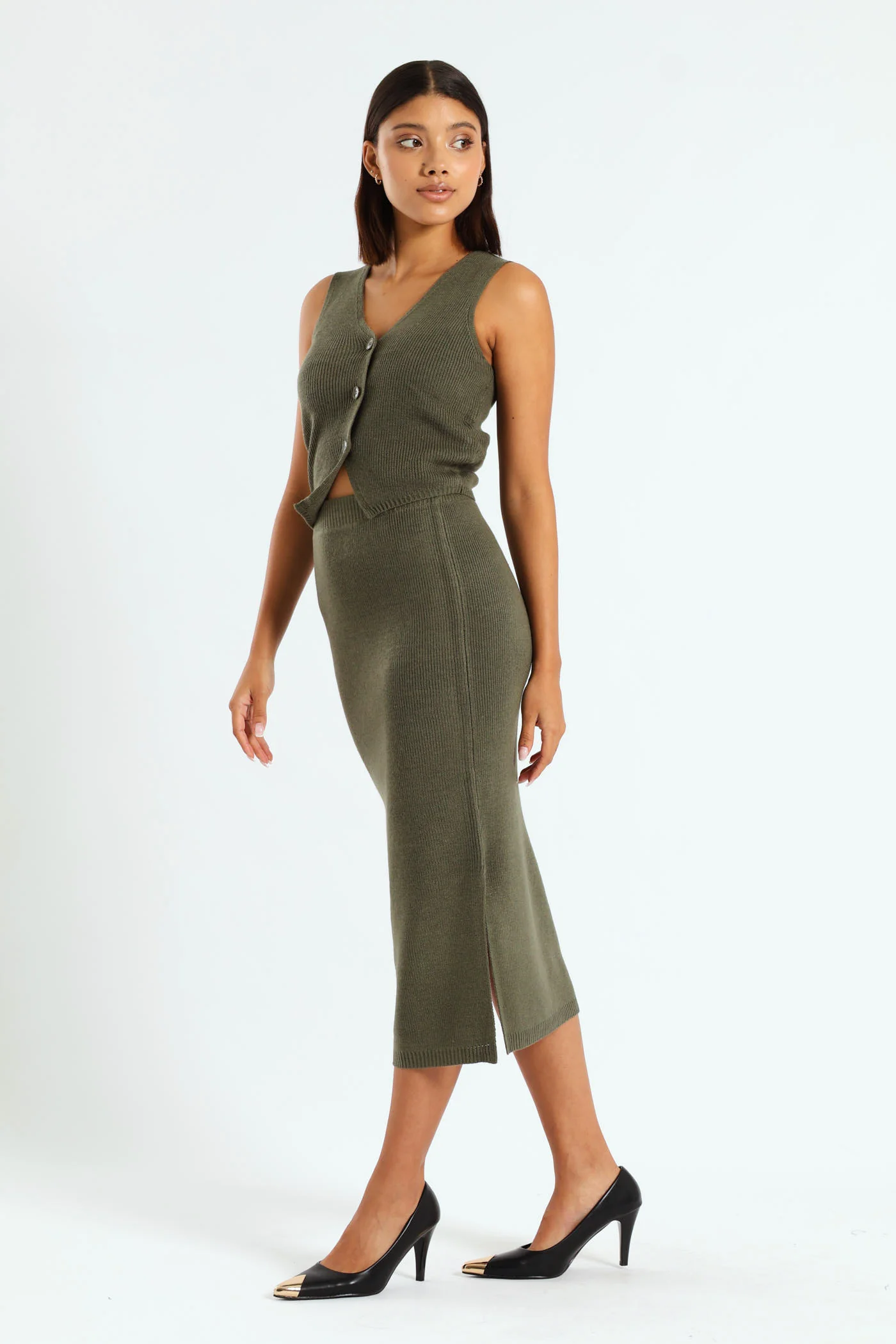 Knitwear Midi Skirt - Fatigue - Image 3